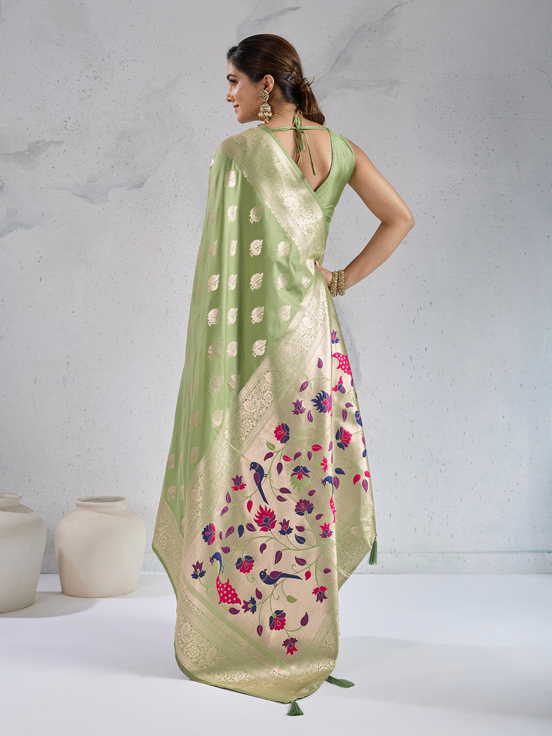 Image of Pbs Prints Woven, Embellished Banarasi Art Silk Saree