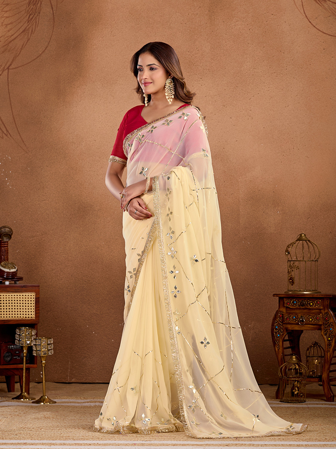 Image of Cozee Shopping Embroidered Daily Wear Georgette Saree