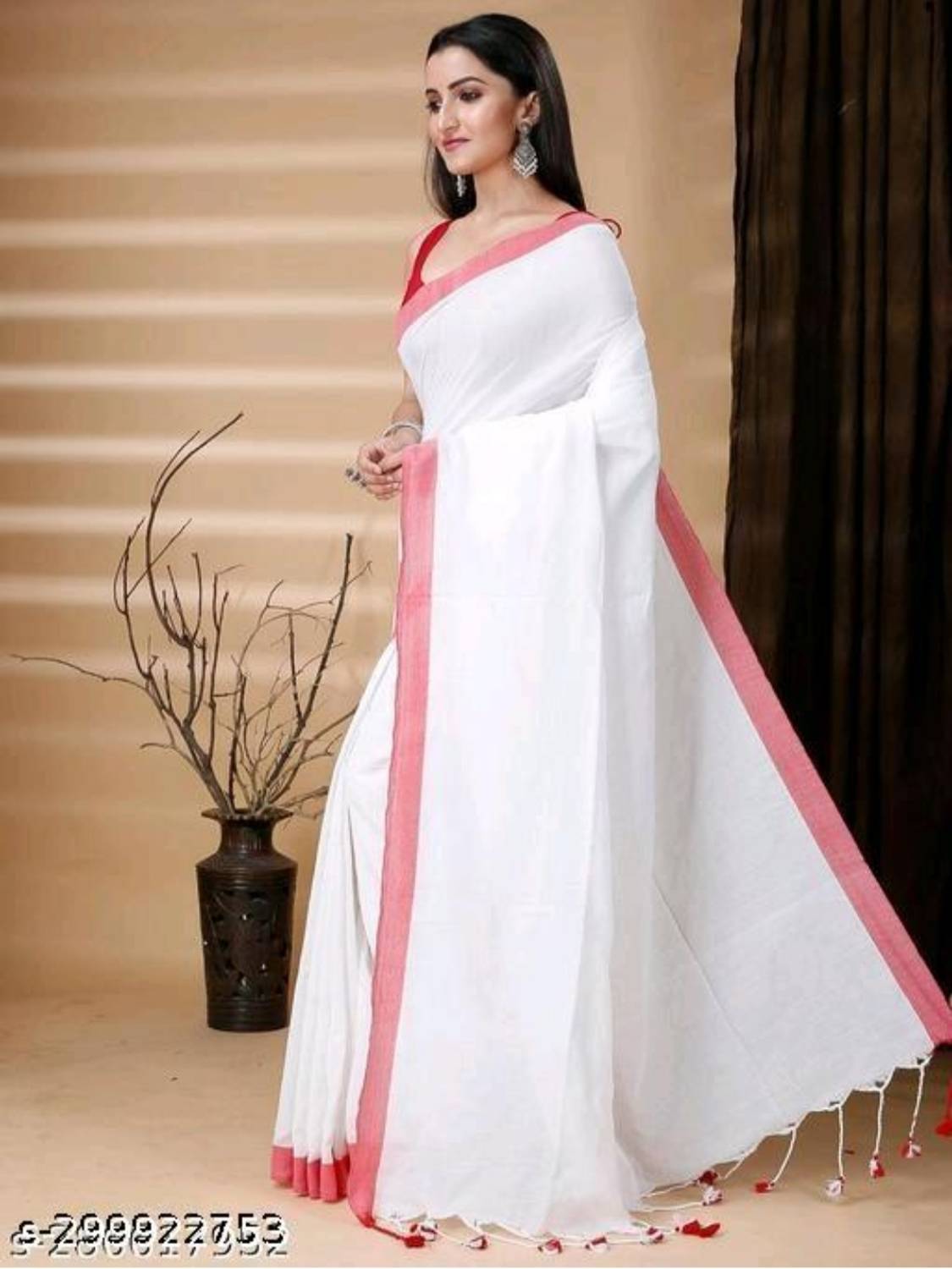 Bhadra Self Design Handloom Pure Cotton Saree