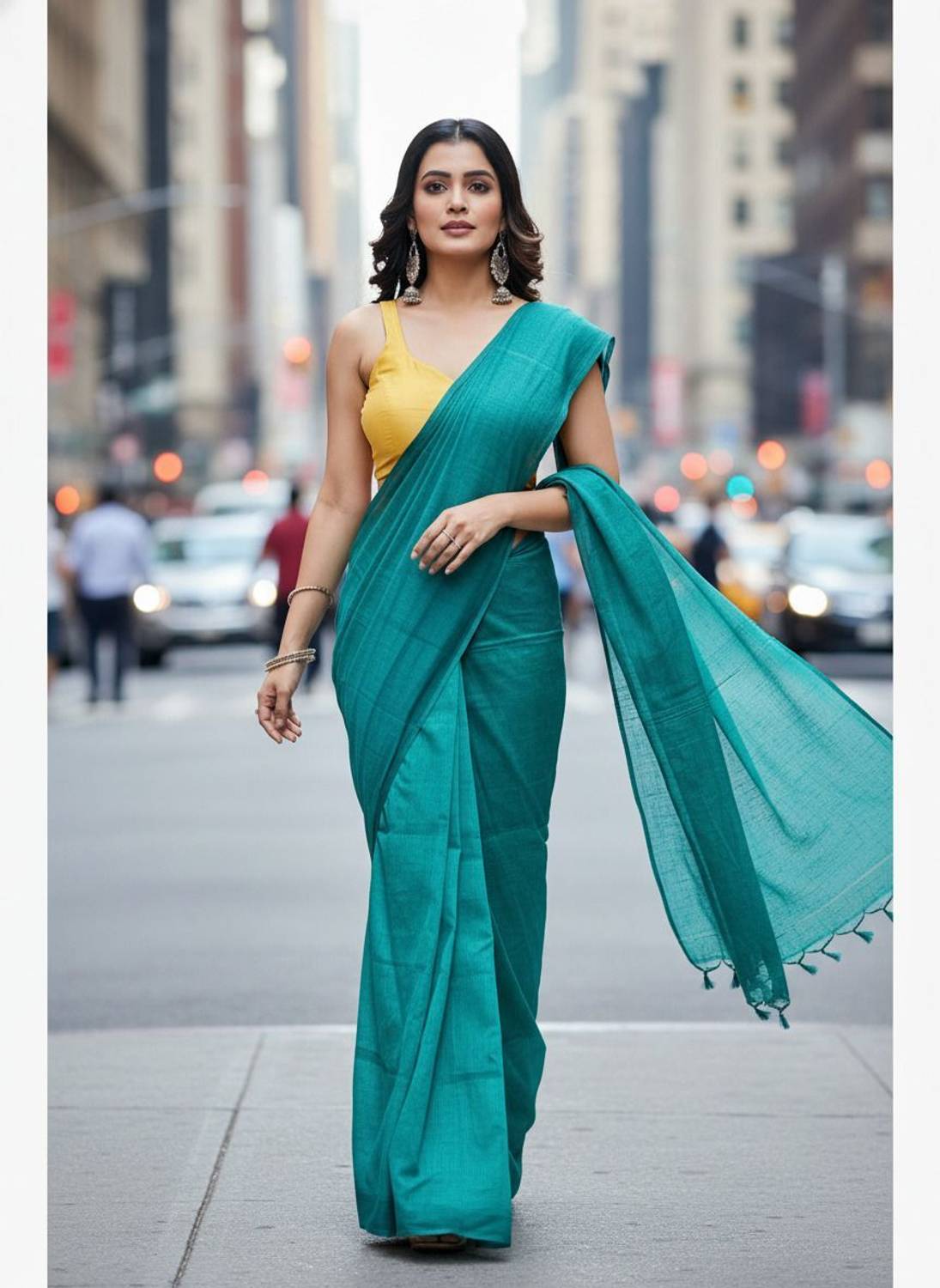 Paramitaladiescorner Self Design Handloom Cotton Blend Saree