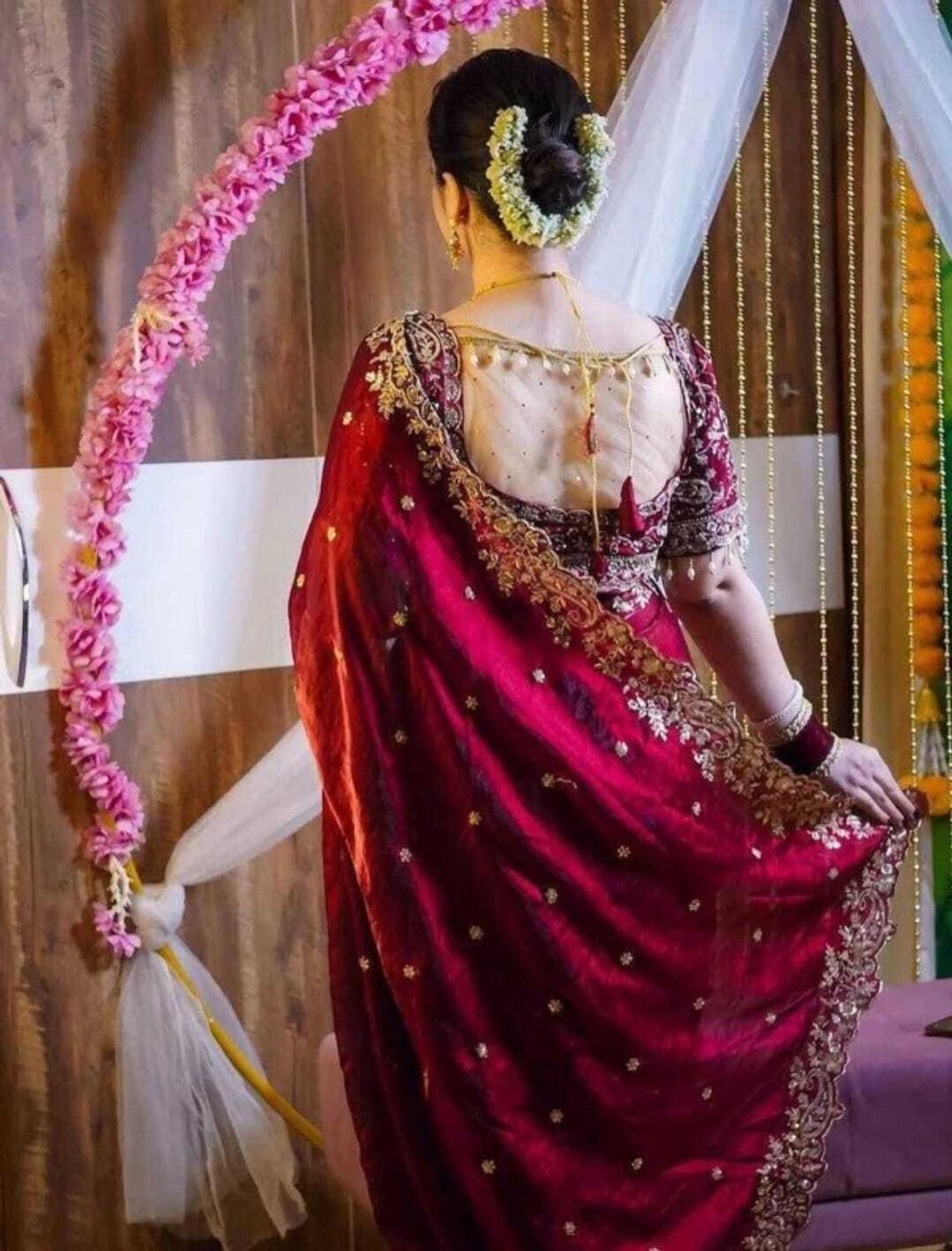 Image of PRABHUK Embroidered Bollywood Satin Saree