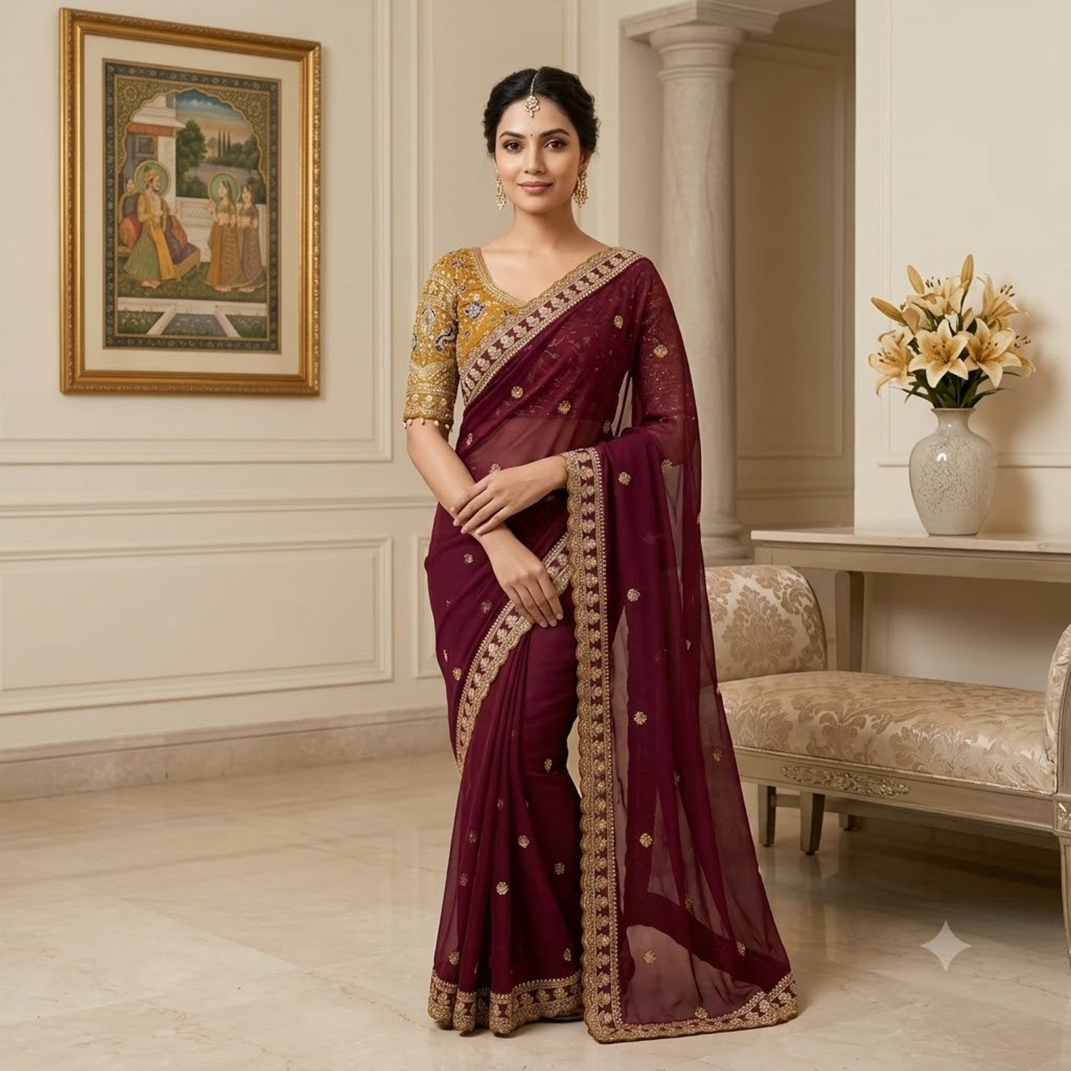 Image of Latavastra Embroidered, Embellished, Floral Print, Solid /Plain Bollywood Art Silk Saree (Multicolor)