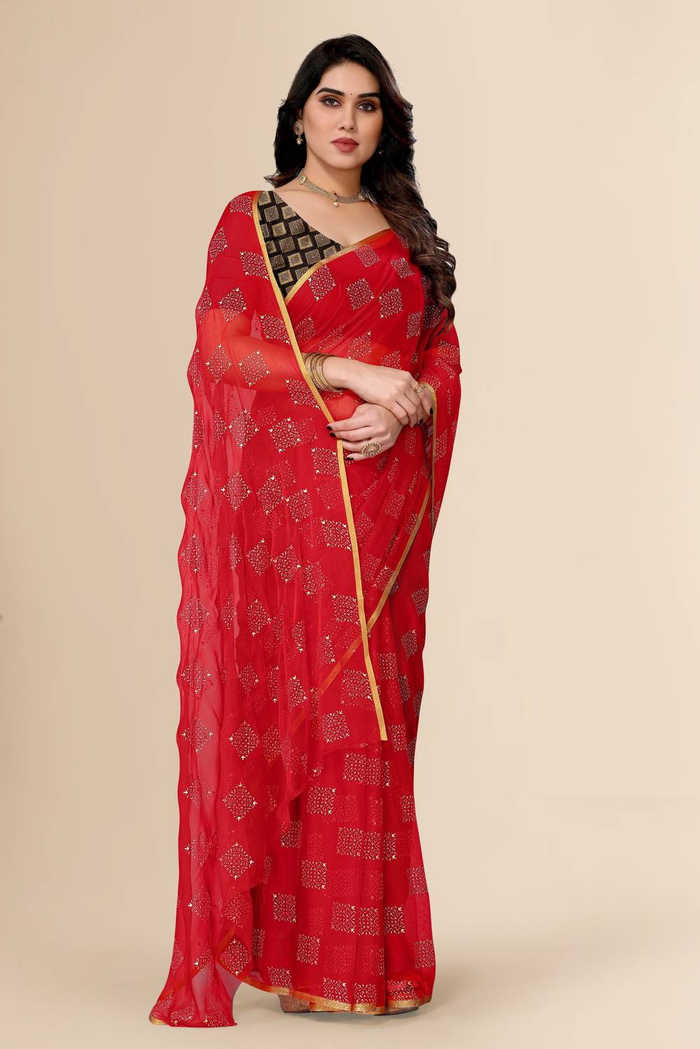 ABRUZZO Printed Daily Wear Chiffon Saree