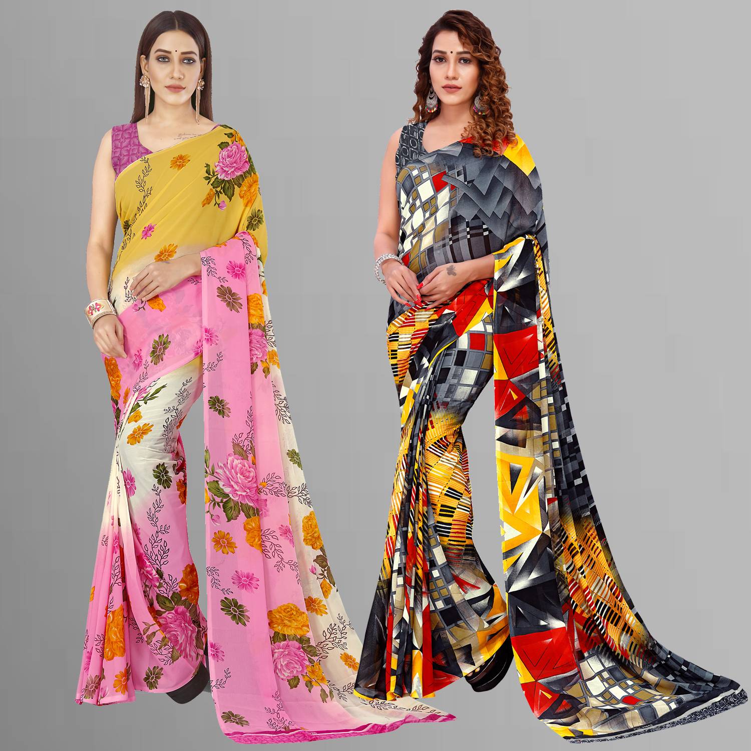 Anand Sarees Floral Print Daily Wear Georgette Saree
