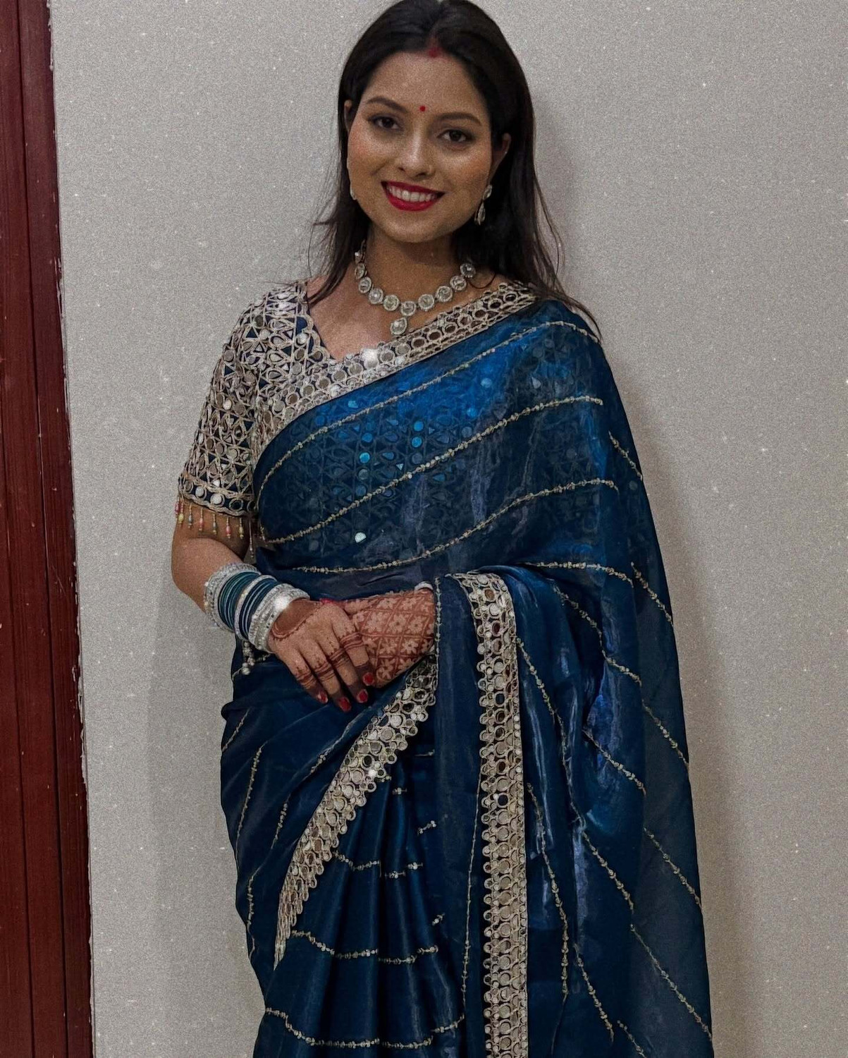 Image of KRISHNACOLLECTION9 Striped, Embellished, Self Design Bollywood Pure Silk Saree