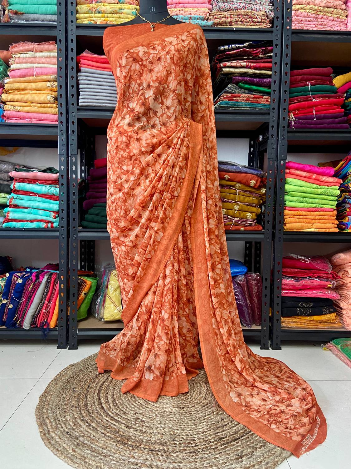 bhavika silk mills Floral Print, Printed Daily Wear Georgette Saree