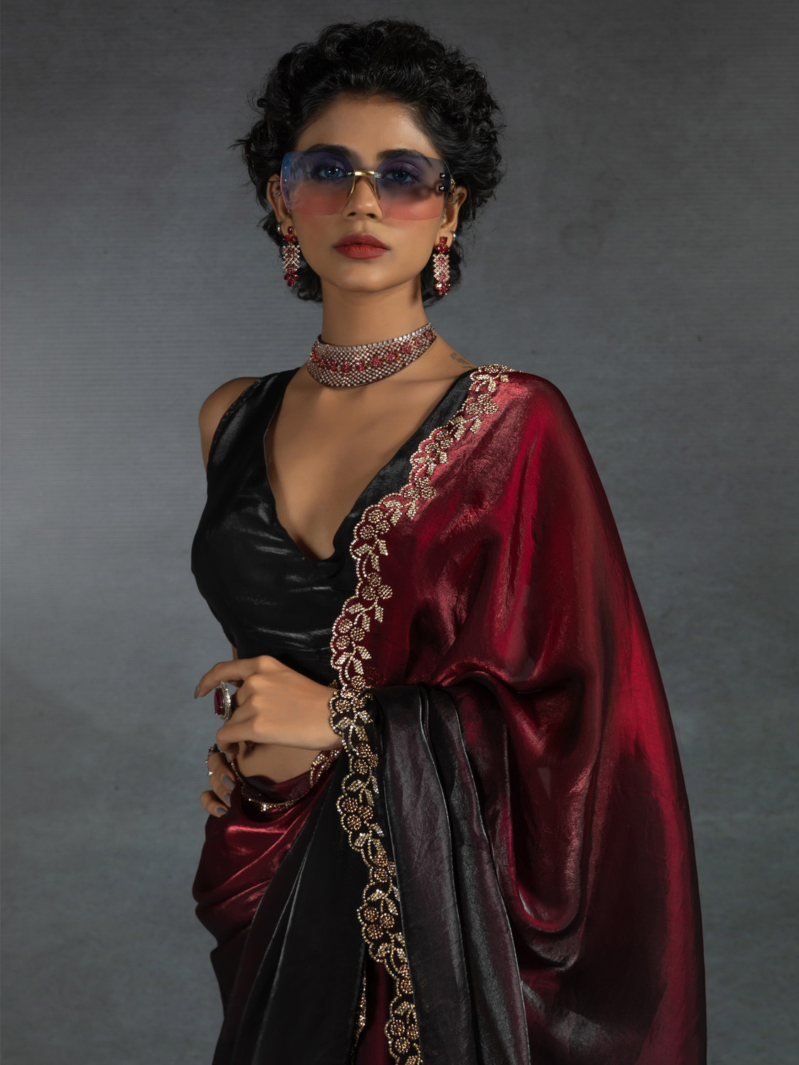 Image of Divastri Embellished Bollywood Silk Blend Saree