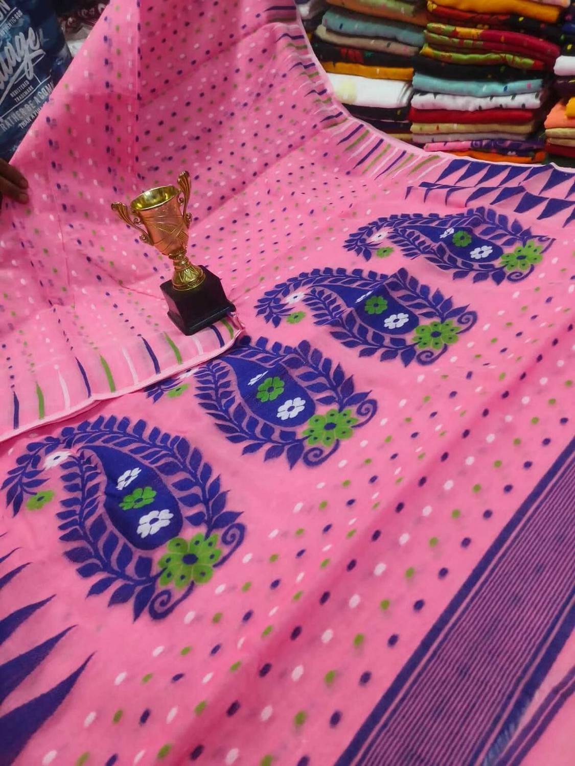 AMITA BUTIQUE Woven Jamdani Cotton Silk Saree