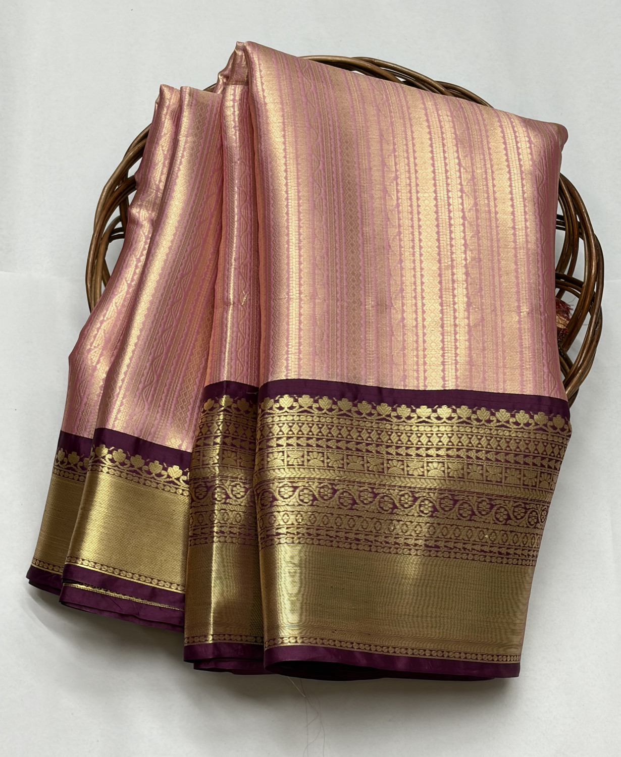 Image of Akram Textiles Hub Woven Banarasi Tissue, Art Silk Saree (Brown, Orange)