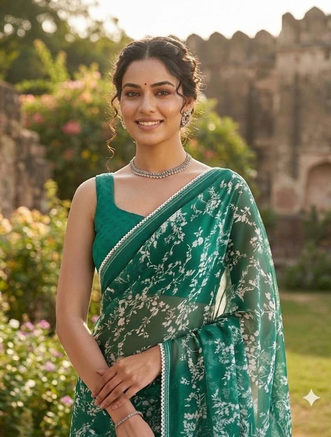 BORANA Printed Bollywood Georgette Saree