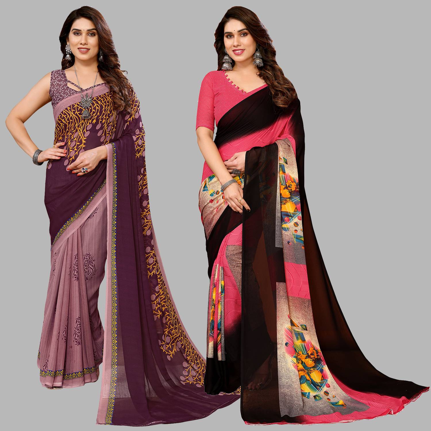 Anand Sarees Floral Print Bollywood Georgette Saree