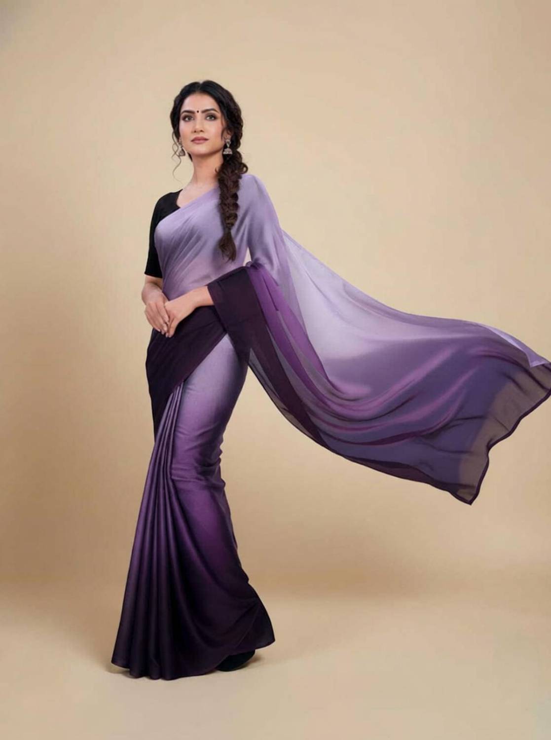 BORANA Ombre, Dyed Daily Wear Crepe Saree