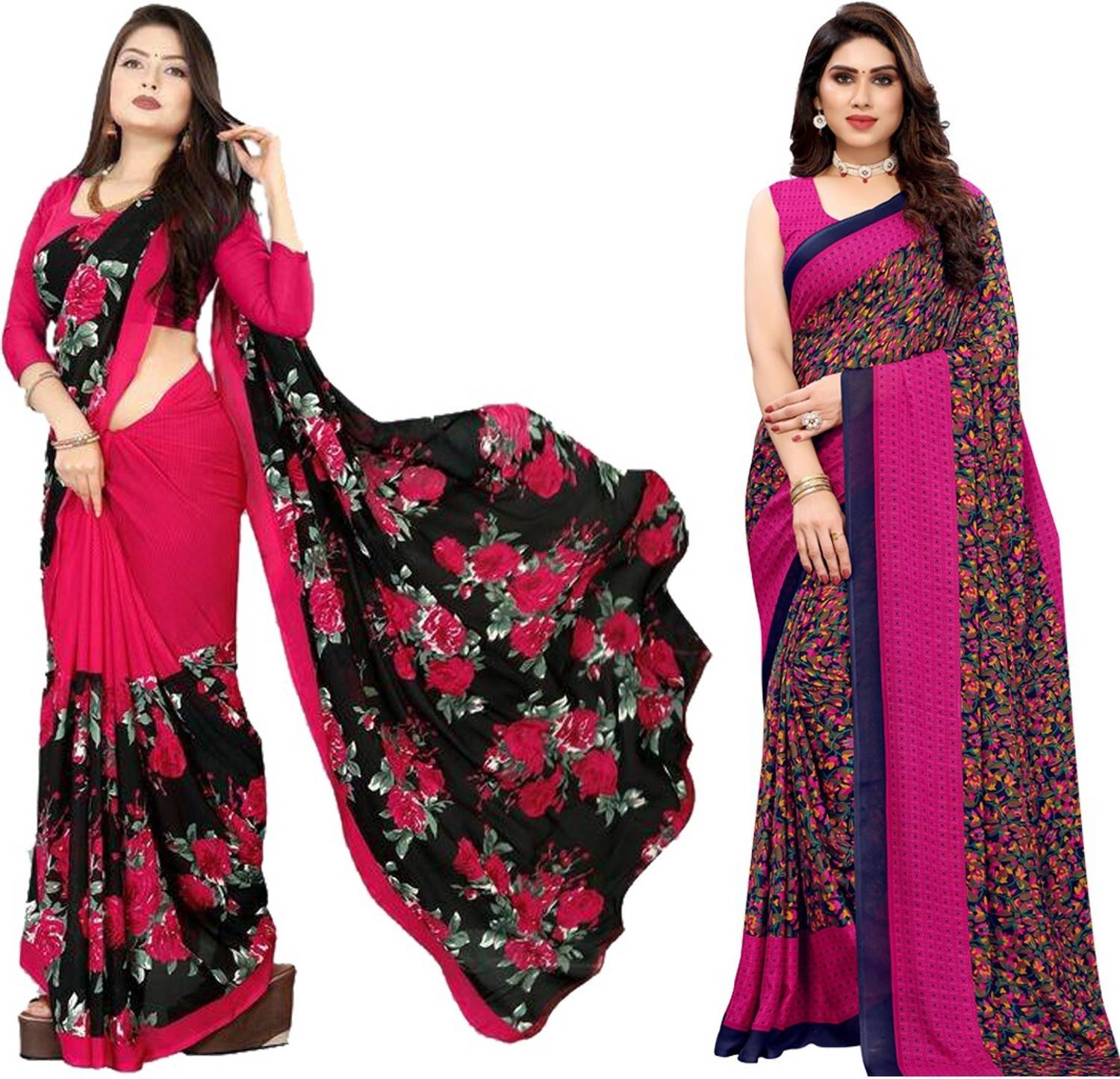 ANIRAV Floral Print Daily Wear Georgette Saree