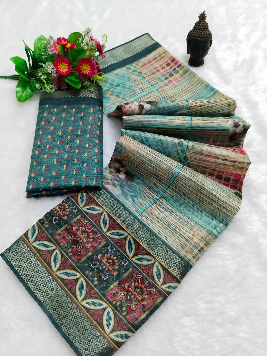 Gajal Self Design Kanjivaram Pure Cotton, Cotton Silk Saree (Blue