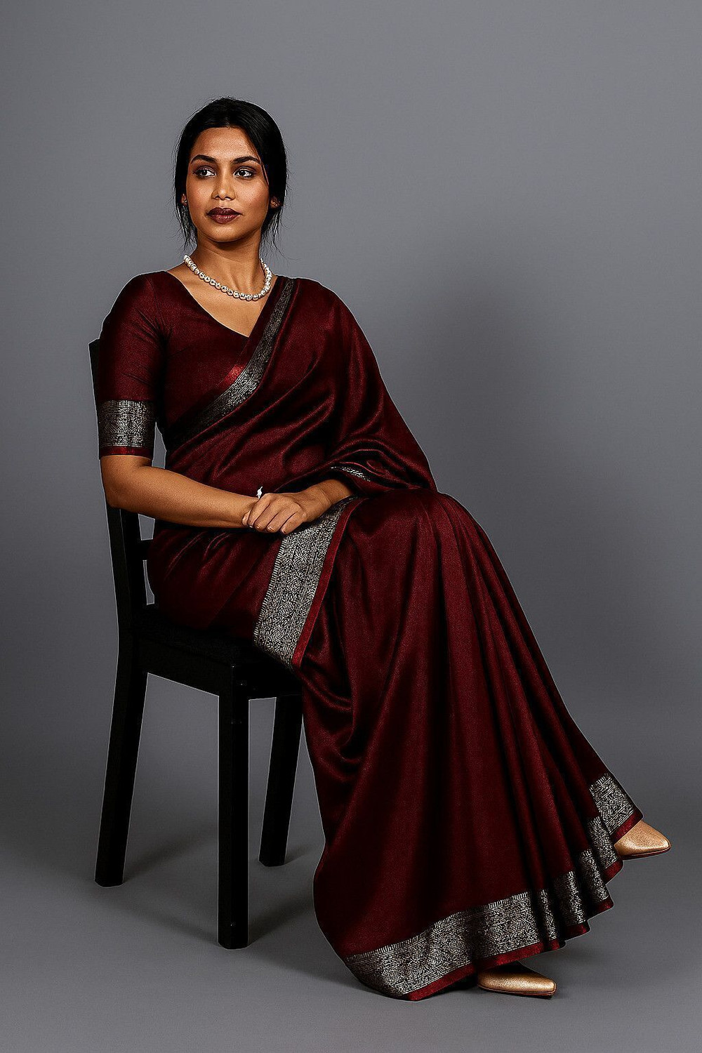 Image of KATHLA Printed Banarasi Satin Saree