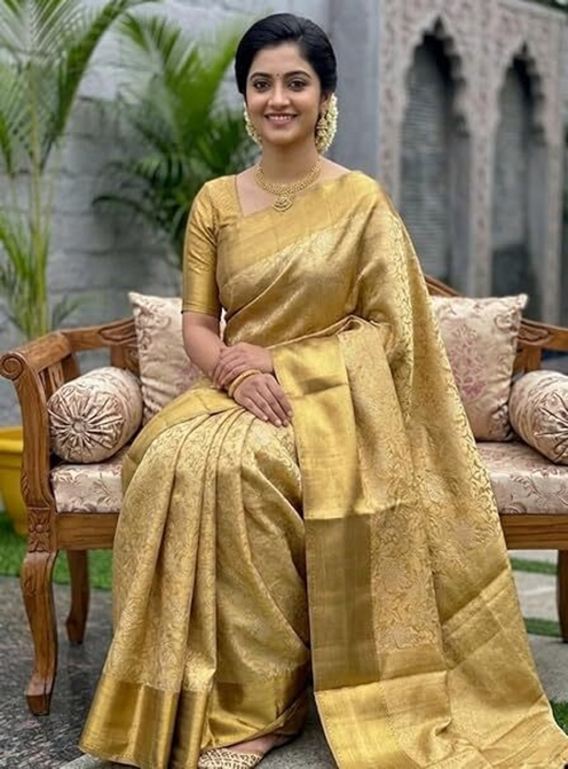 Image of Dujjan Silk Emporium Woven Banarasi Tissue Saree