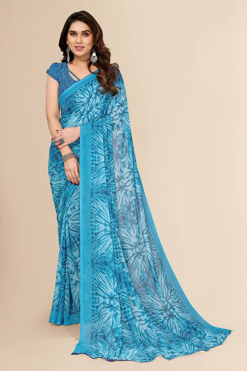 Anand Sarees Ombre, Floral Print Daily Wear Georgette Saree