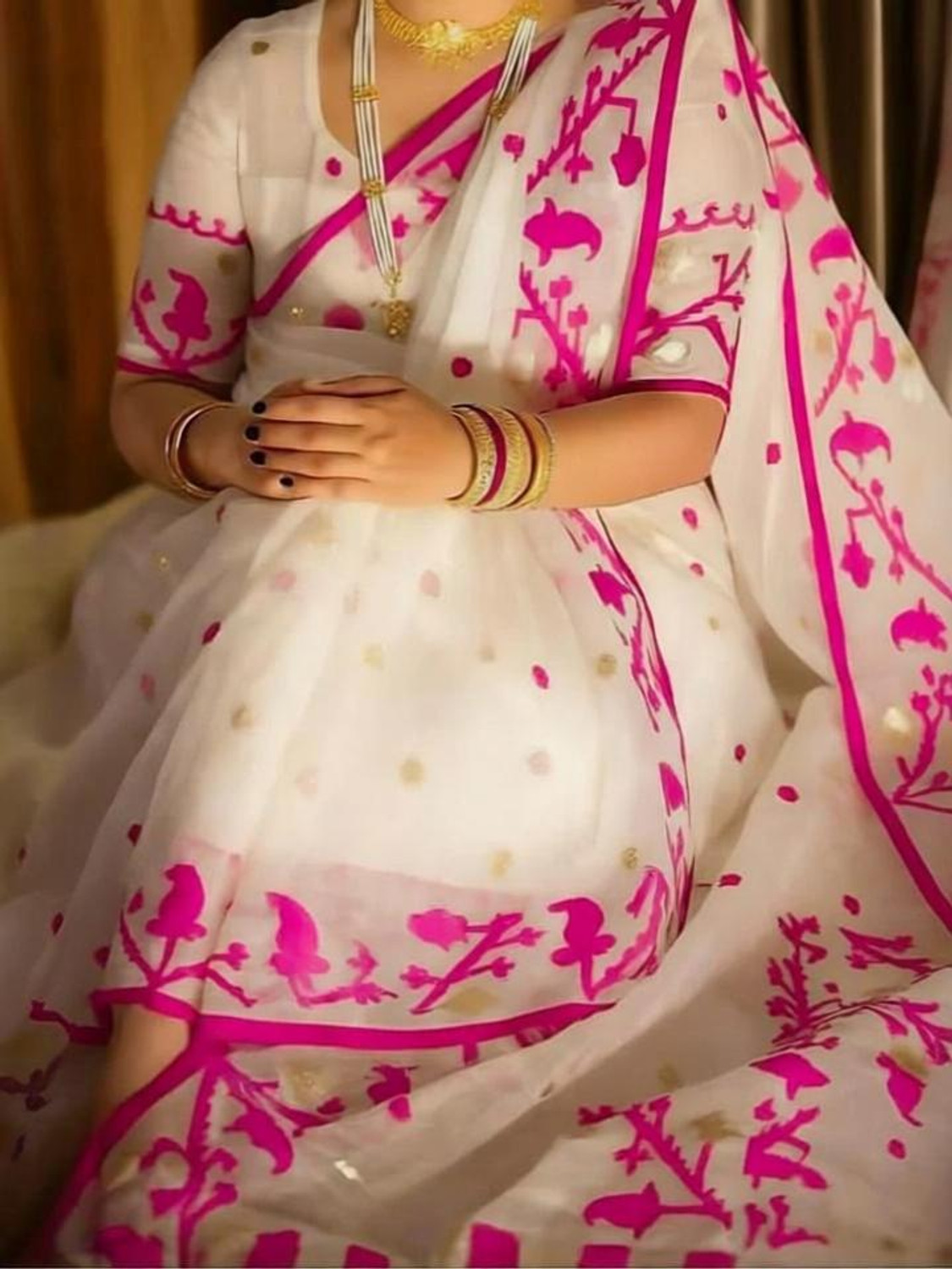 Image of priya textile Self Design Banarasi Muslin Saree