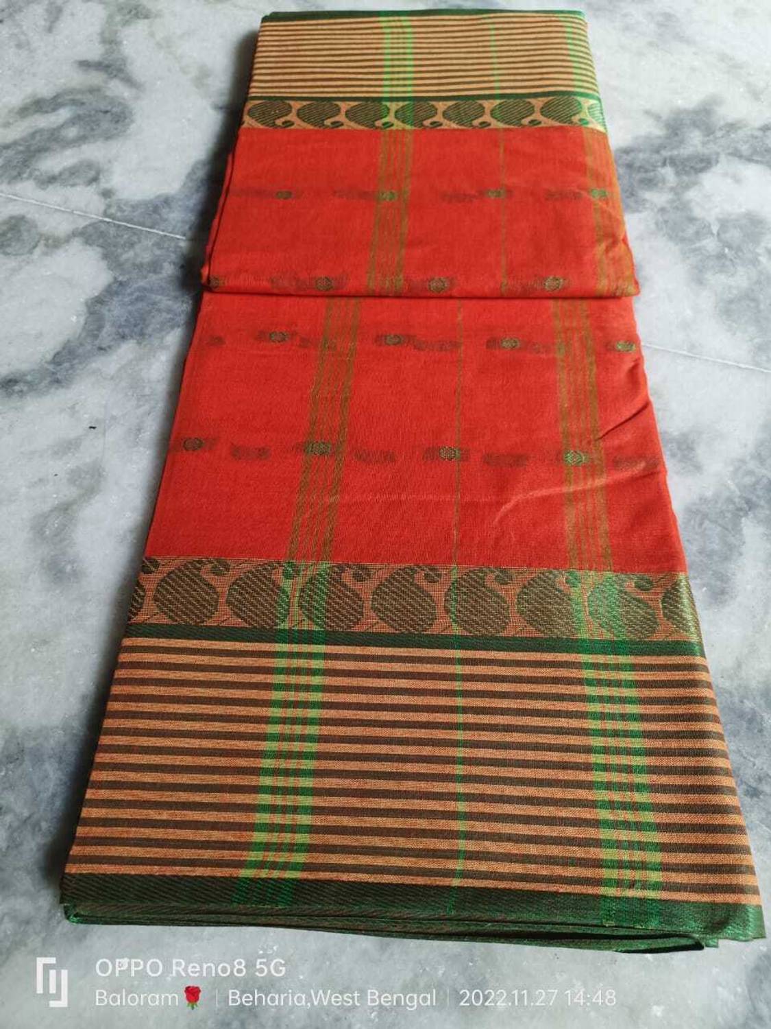 sourav biswas Self Design Tant Pure Cotton Saree