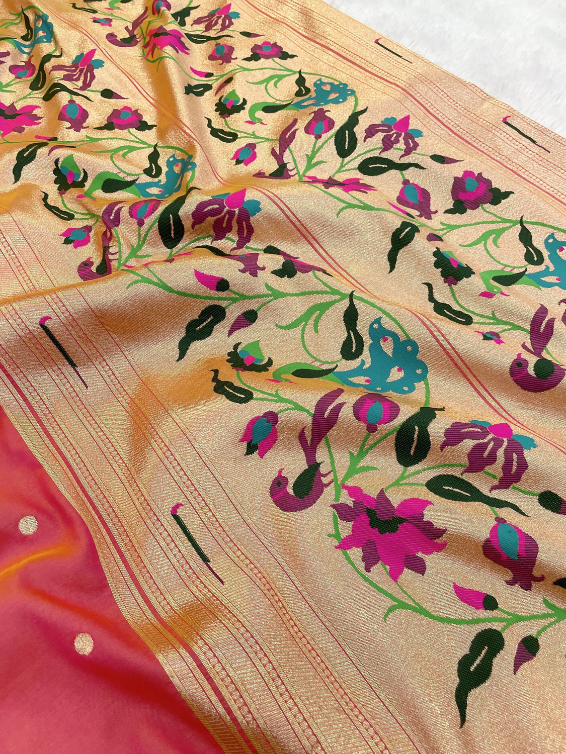 Image of WINKLECART Woven Paithani Silk Blend, Pure Cotton Saree