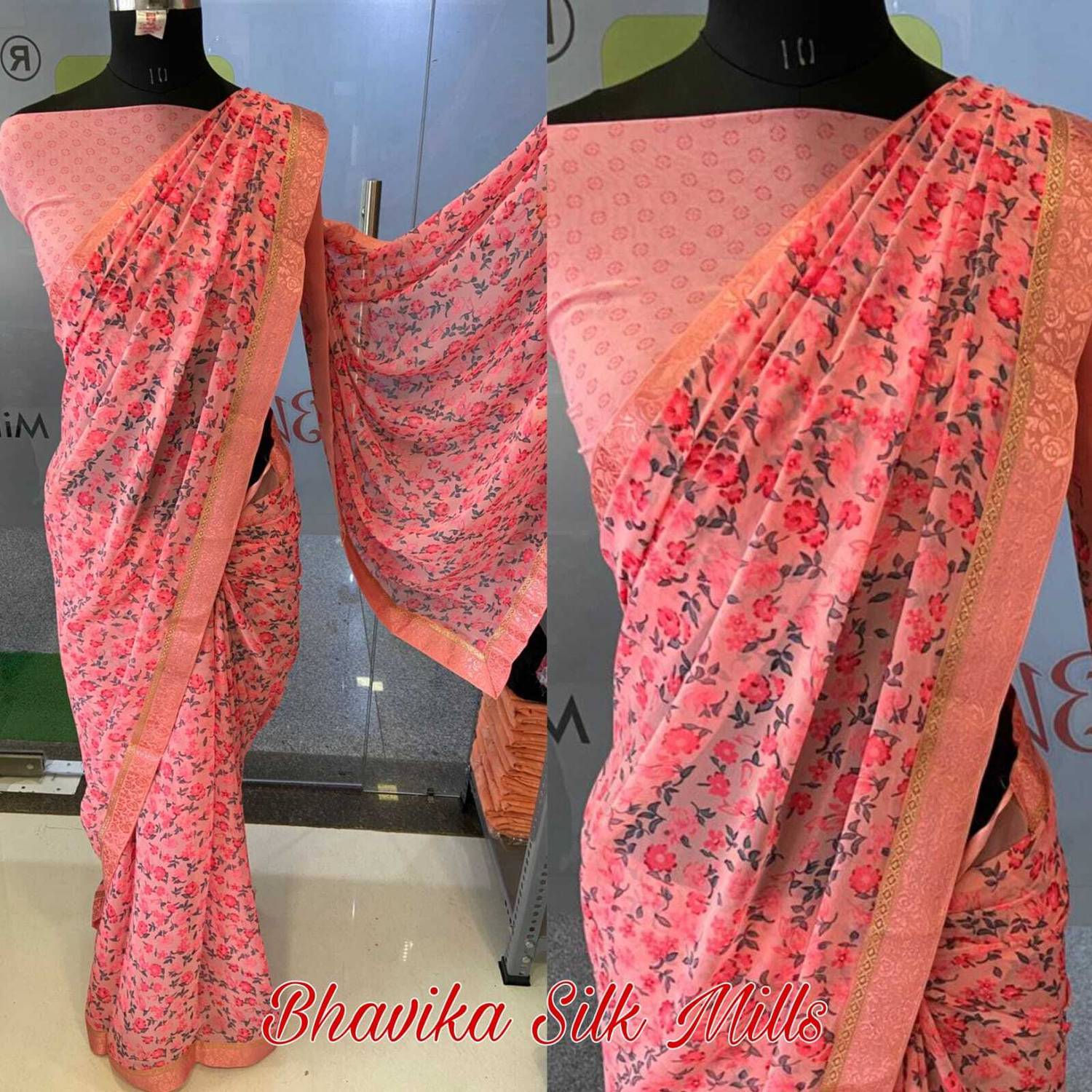 bhavika silk mills Printed Daily Wear Georgette Saree