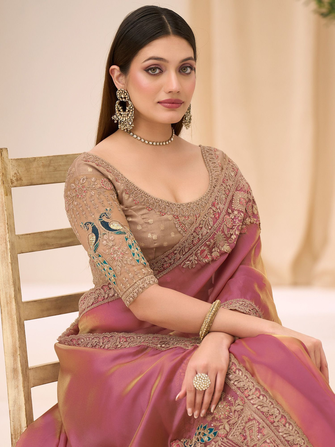 Image of Tasrika Embroidered Bollywood Satin Saree