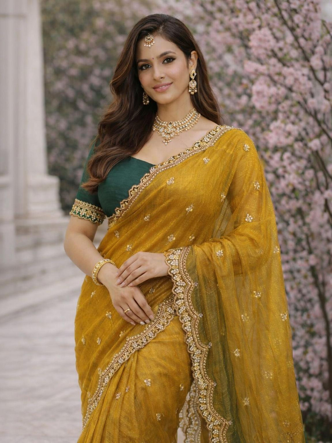 Image of MMSTOREEE Embroidered, Woven Bollywood Chiffon Saree