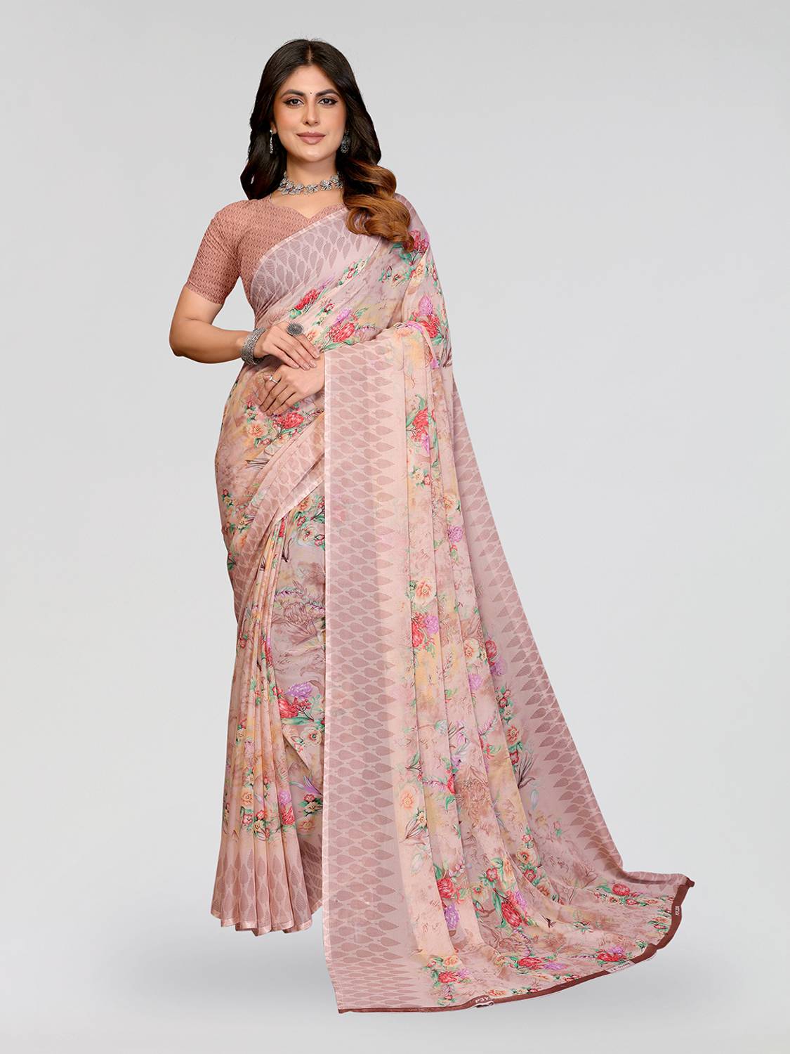 Anmi Floral Print Bollywood Georgette Saree