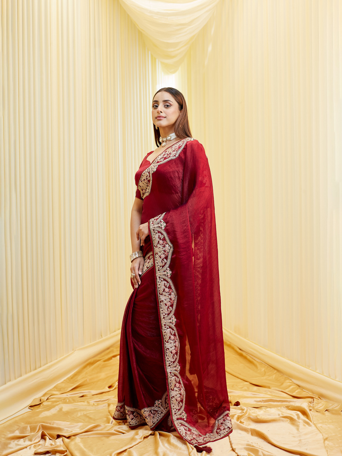 Image of KASEE Embellished, Applique Bollywood Silk Blend Saree