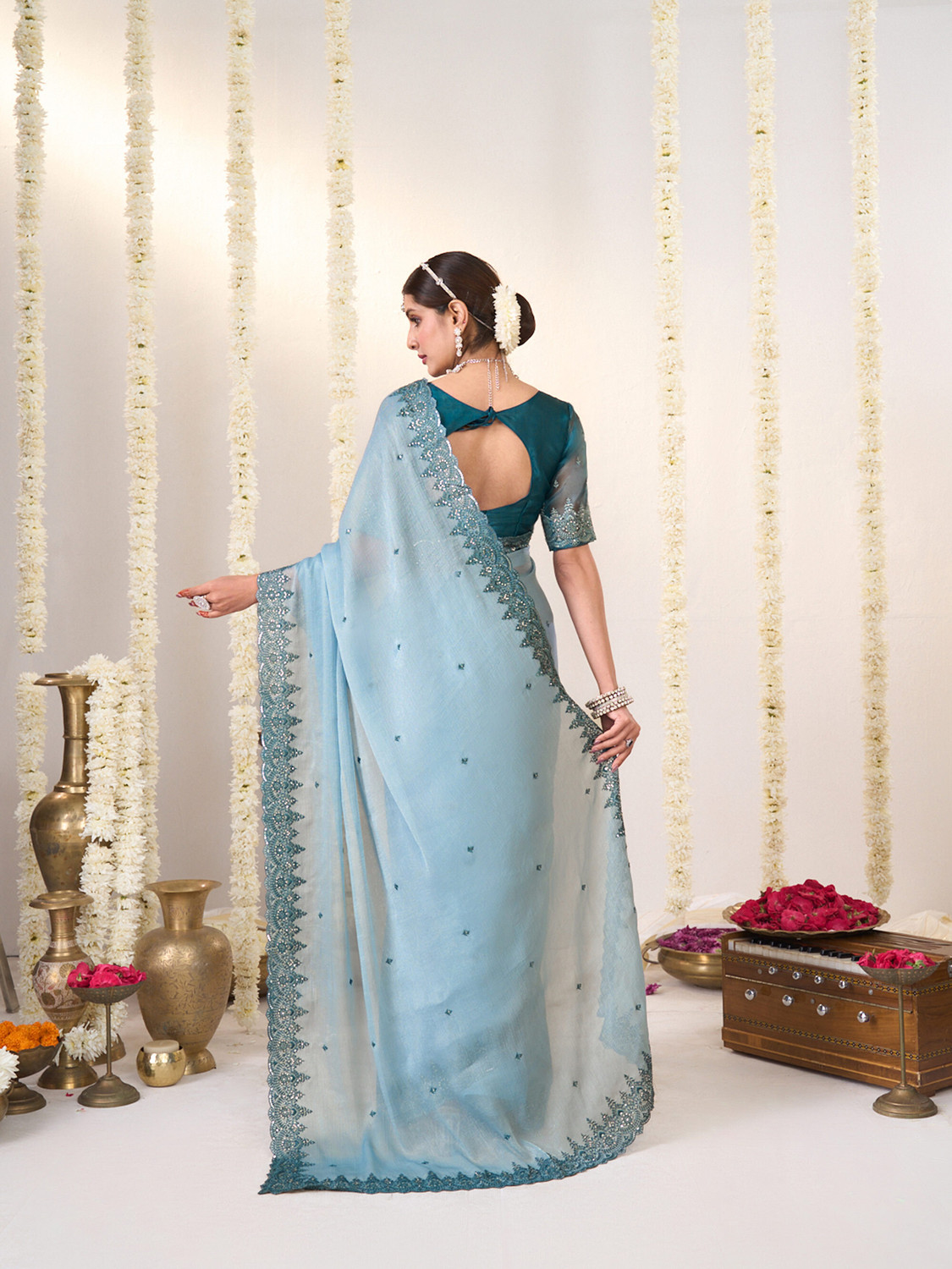 Image of Laxmipati sarees Embroidered Bollywood Chiffon Saree