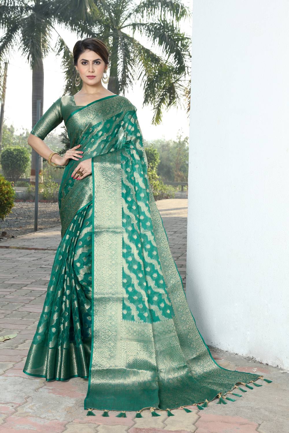 Perfect Wear Self Design Banarasi Organza, Cotton Silk Saree (Mul