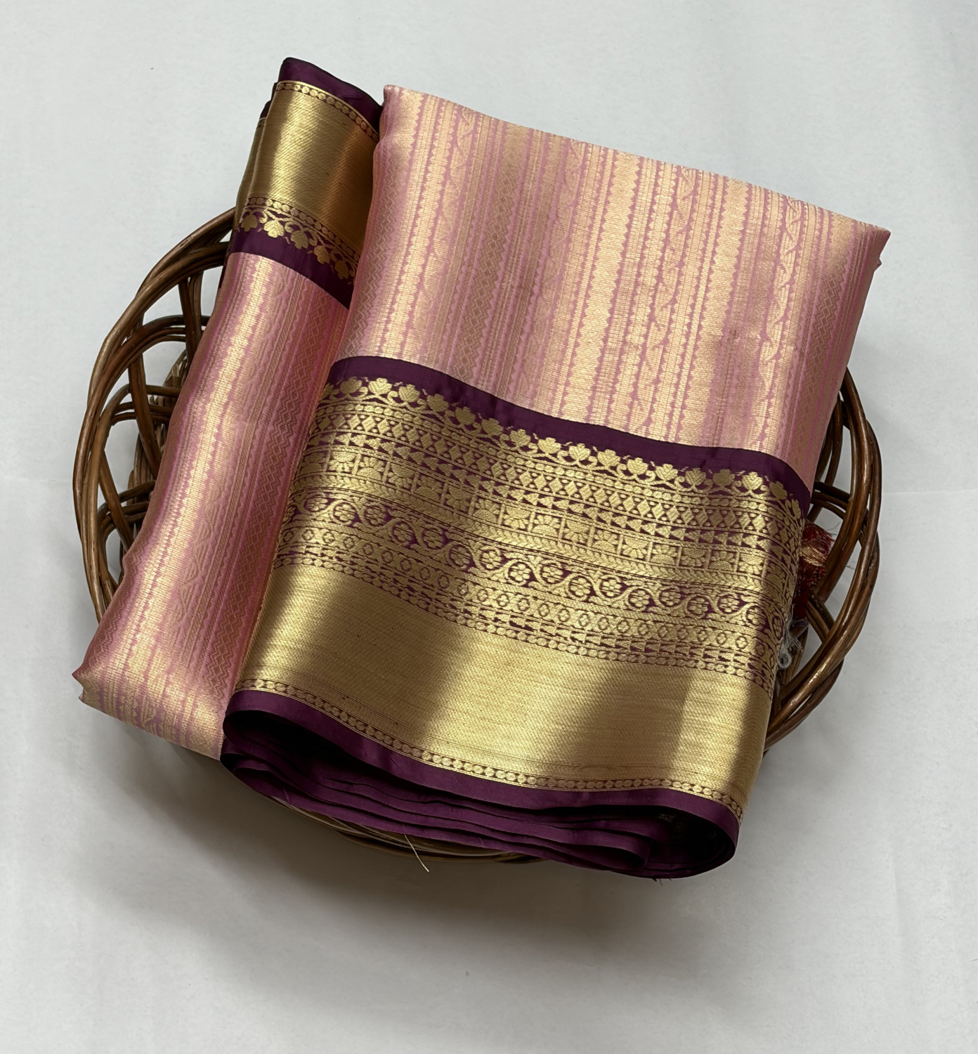 Image of Akram Textiles Hub Woven Banarasi Tissue, Art Silk Saree (Brown, Orange)