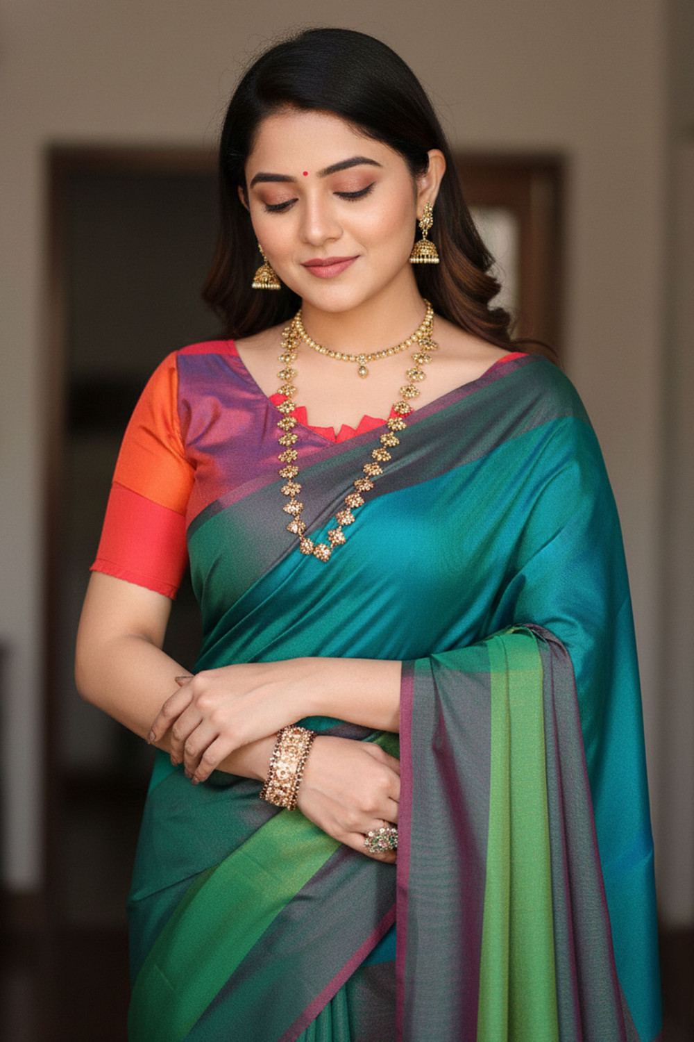 Image of BOLOKA Woven Kanjivaram Cotton Silk Saree