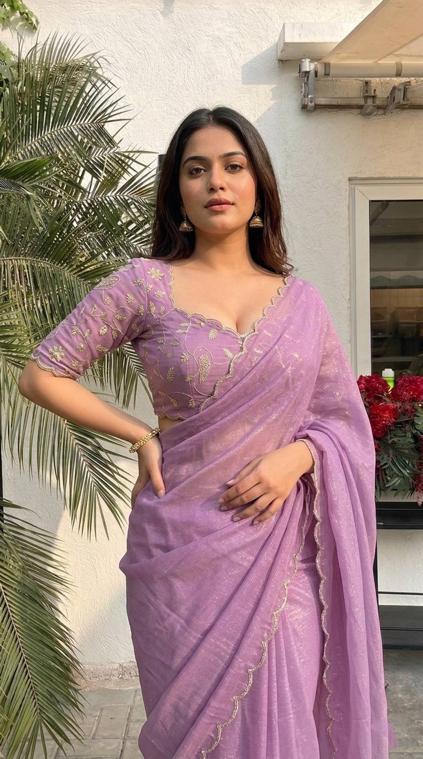 9KALA Embroidered, Embellished Bollywood Organza Saree