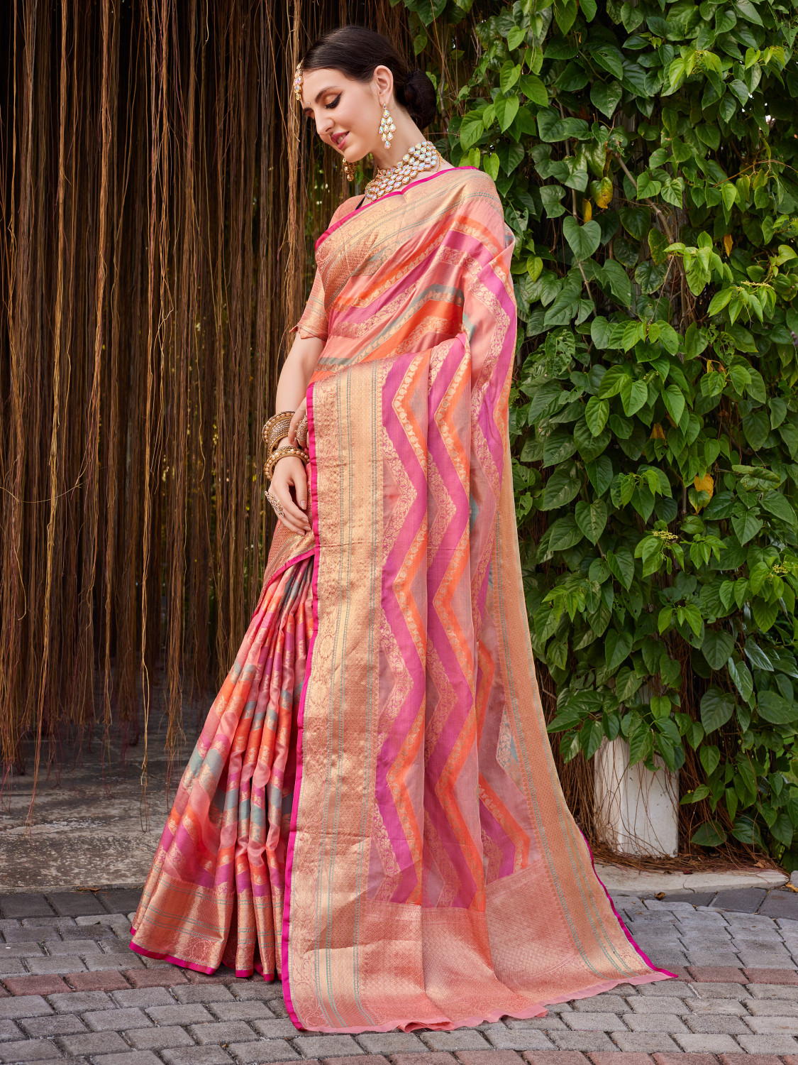Image of Ethnic Junction Woven Banarasi Silk Blend Saree