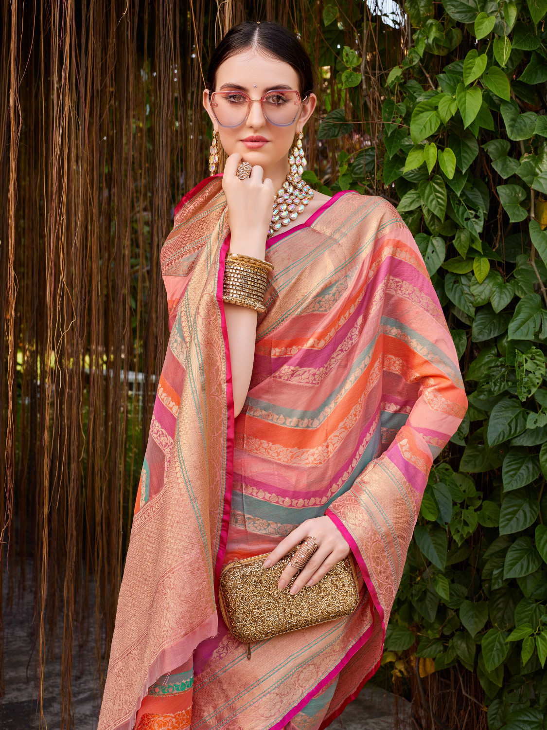 Image of Ethnic Junction Woven Banarasi Silk Blend Saree