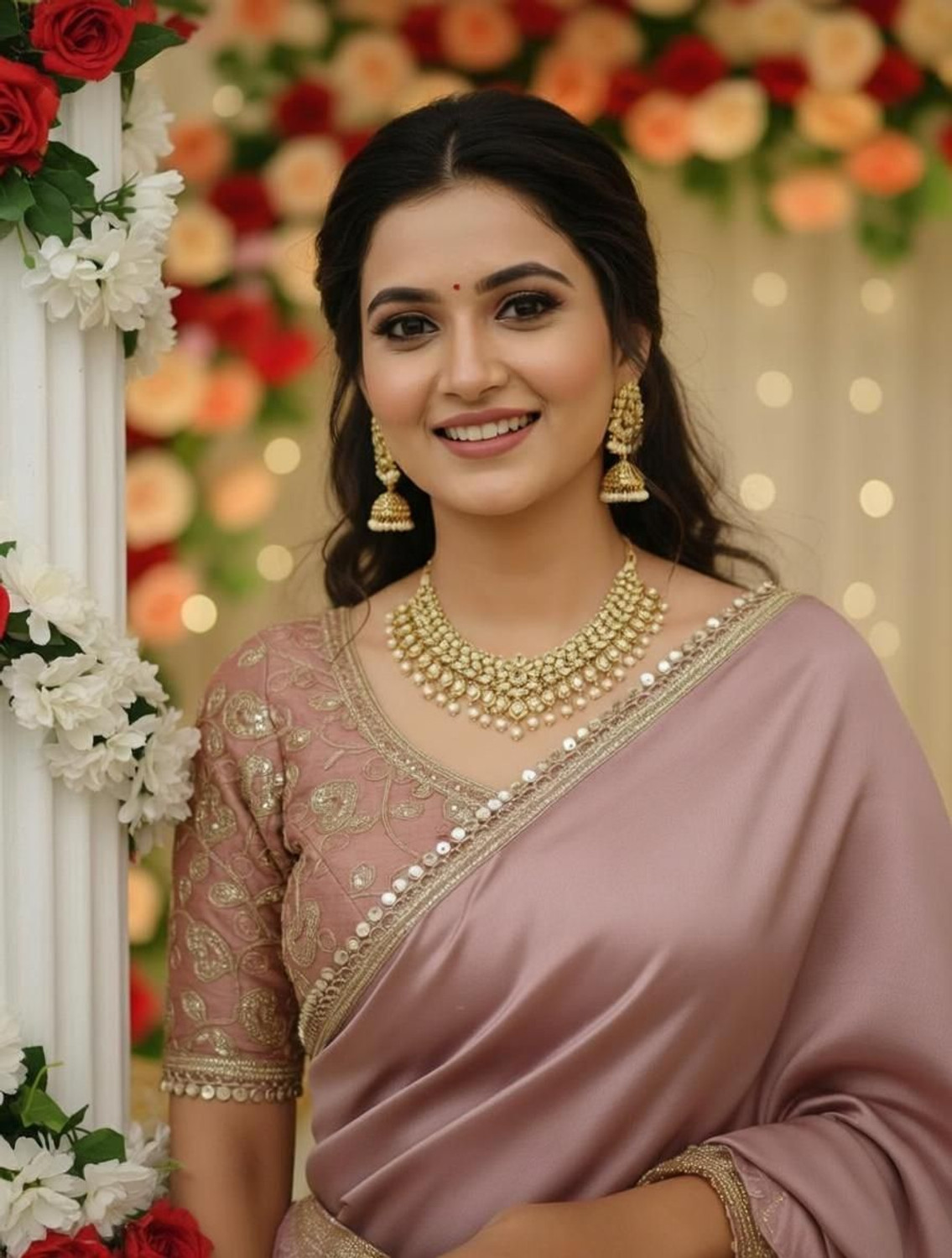 Image of KANGLI Embroidered, Embellished Bollywood Pure Silk, Satin Saree