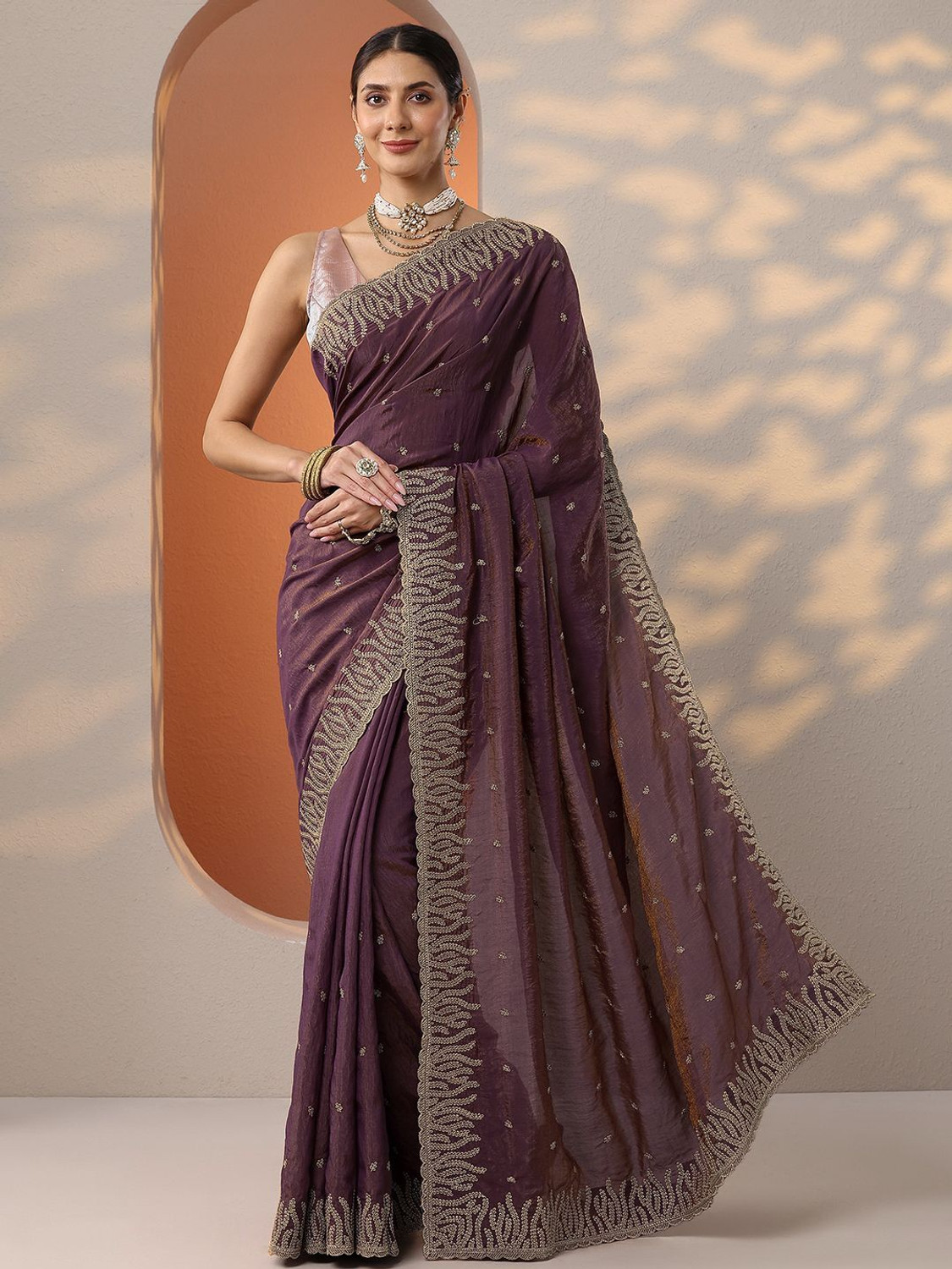 Image of LIBAS Embellished Daily Wear Organza Saree