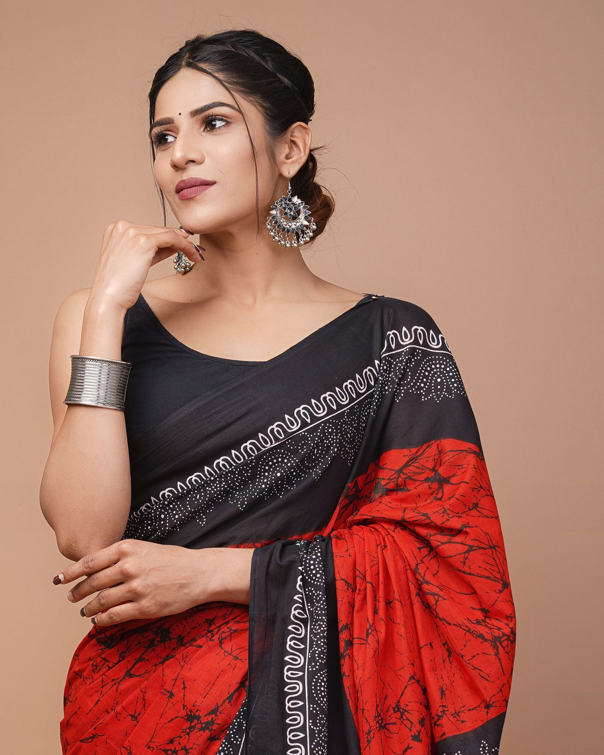 Image of LOVWEAR Printed, Hand Painted, Self Design, Blocked Printed Daily Wear Pure Cotton Saree