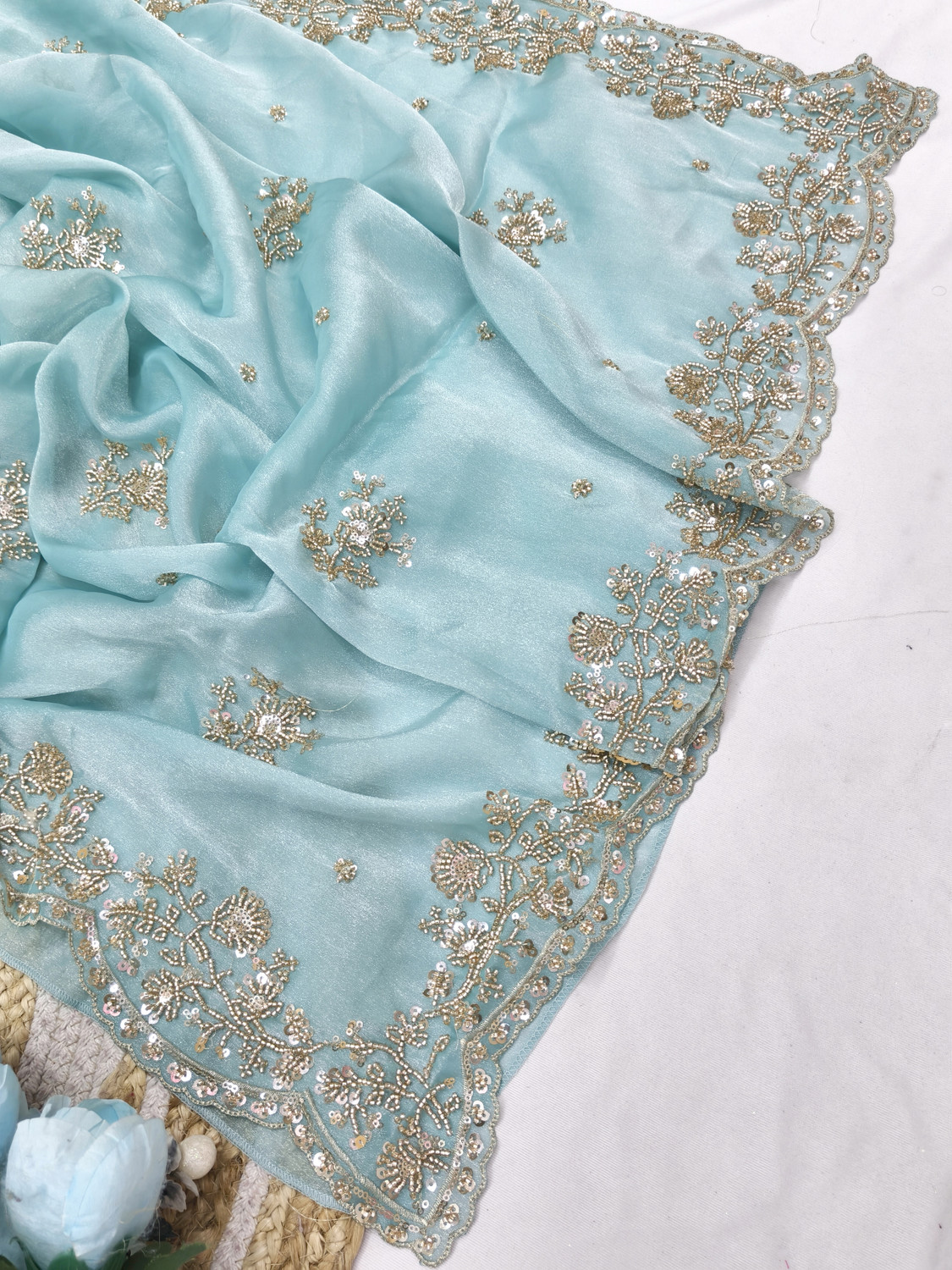 Image of GEZREL Embroidered Bollywood Organza Saree