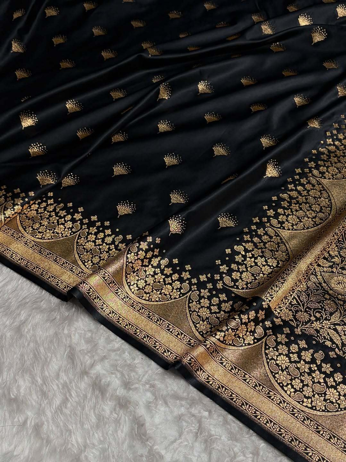 Image of EmpressWeave Woven, Paisley Banarasi Satin Saree