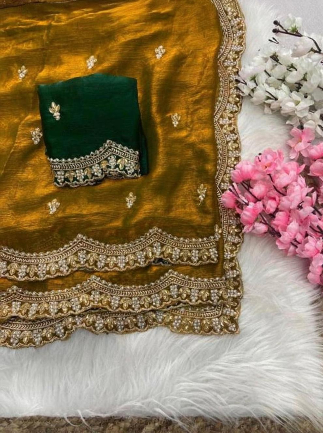 Image of MMSTOREEE Embroidered Assam Silk Art Silk Saree