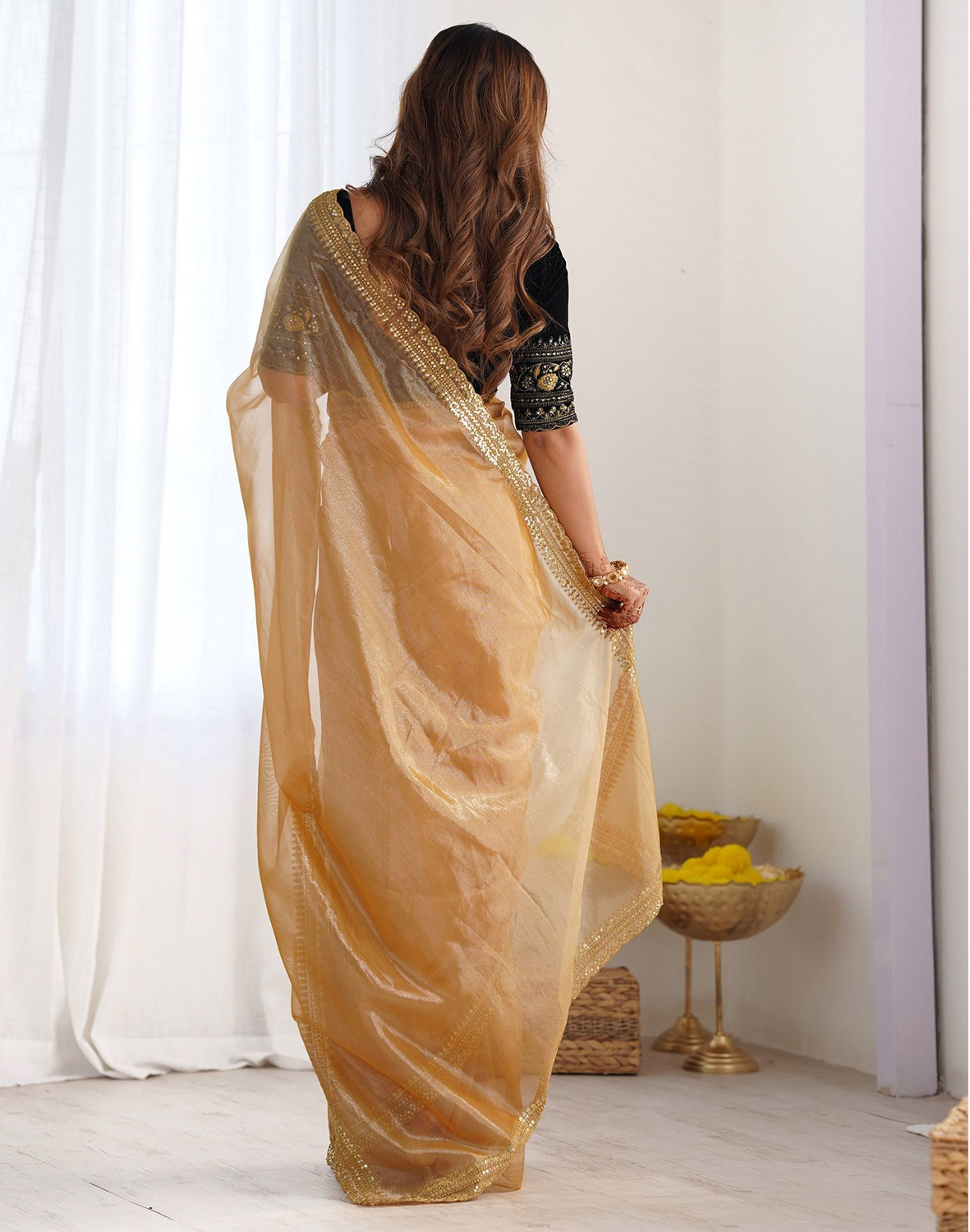 Image of Satrani Embellished, Embroidered Bollywood Jimmy Jimmy Saree