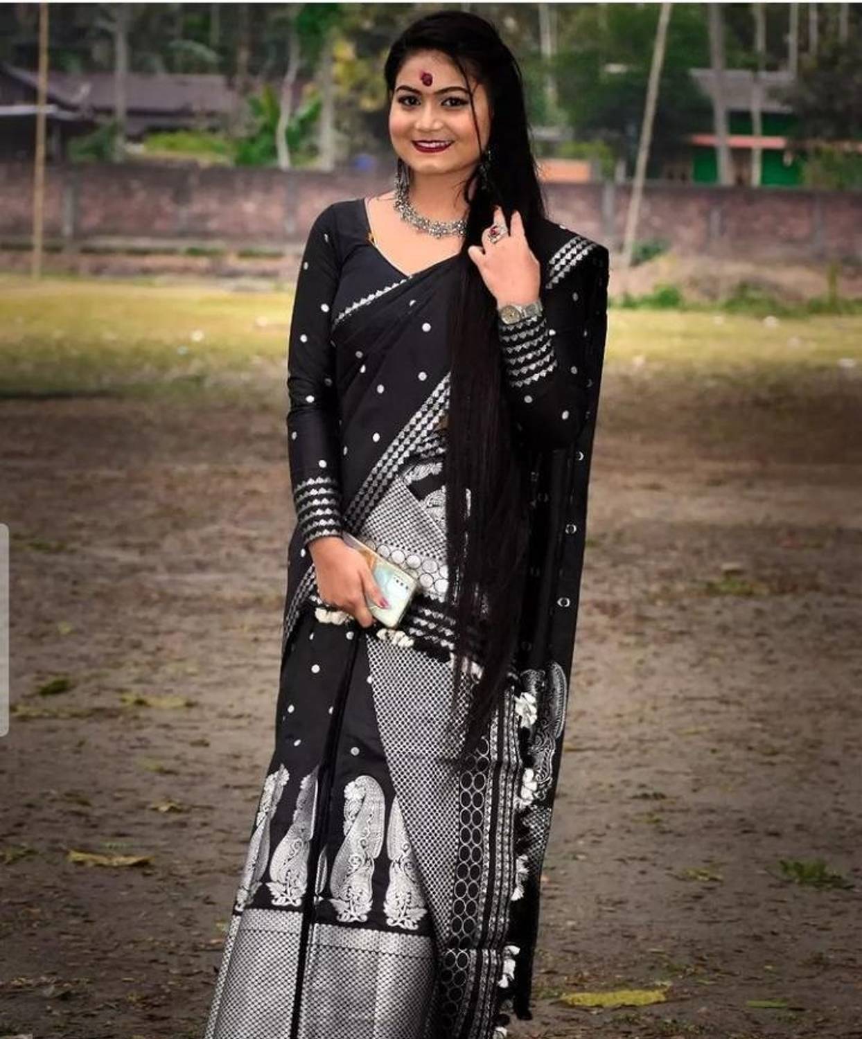 North East Looms Woven Mekhela Chador Art Silk Saree