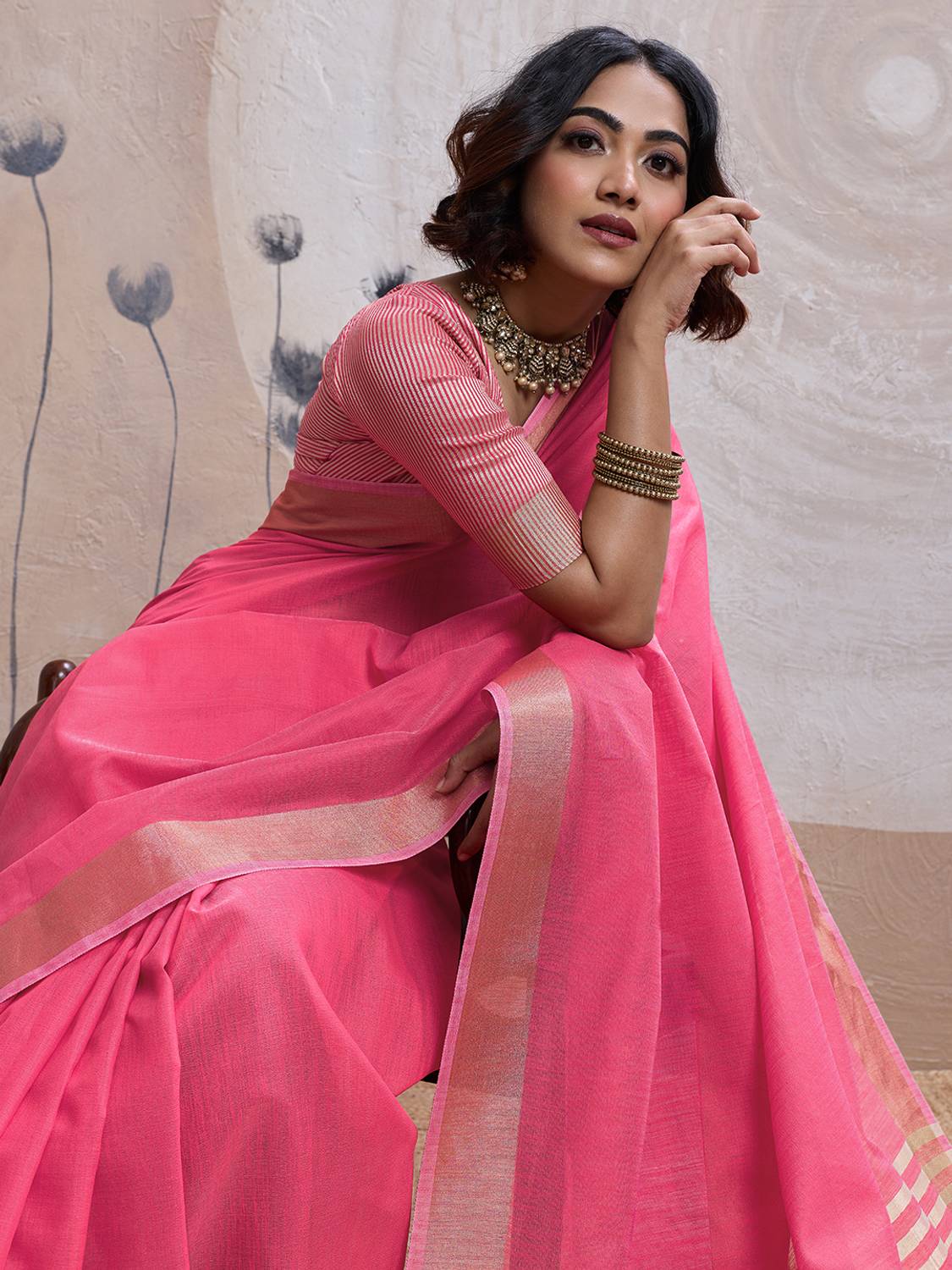 BFM Woven Bollywood Linen Saree