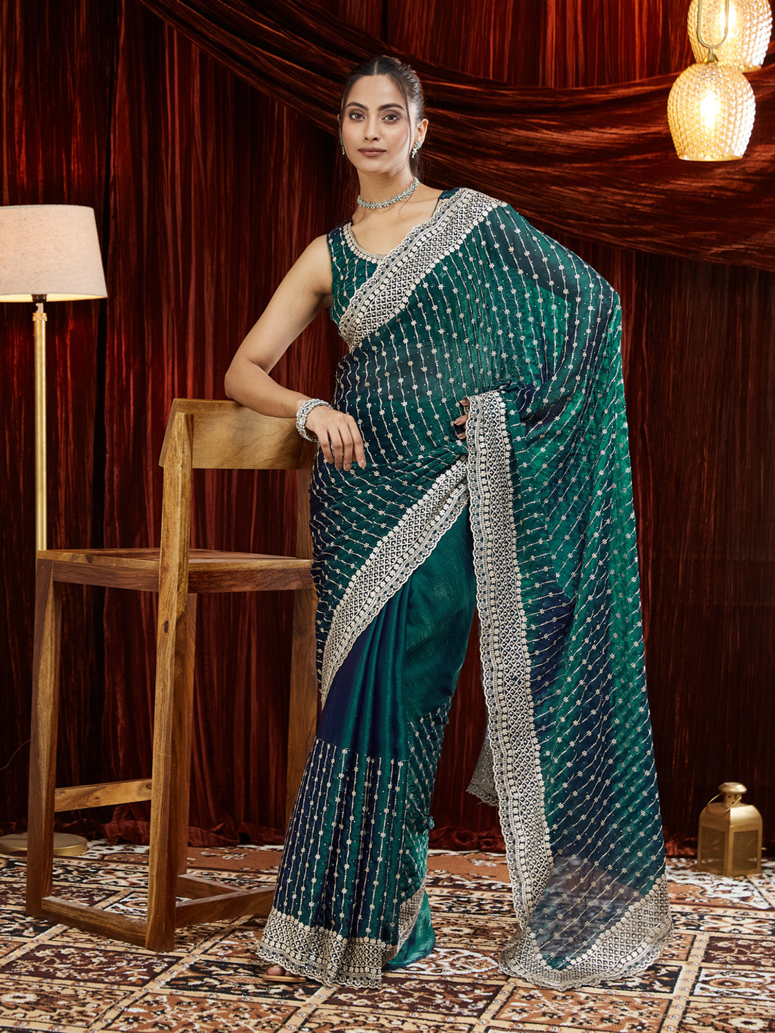 Image of KASEE Embroidered Bollywood Silk Blend Saree
