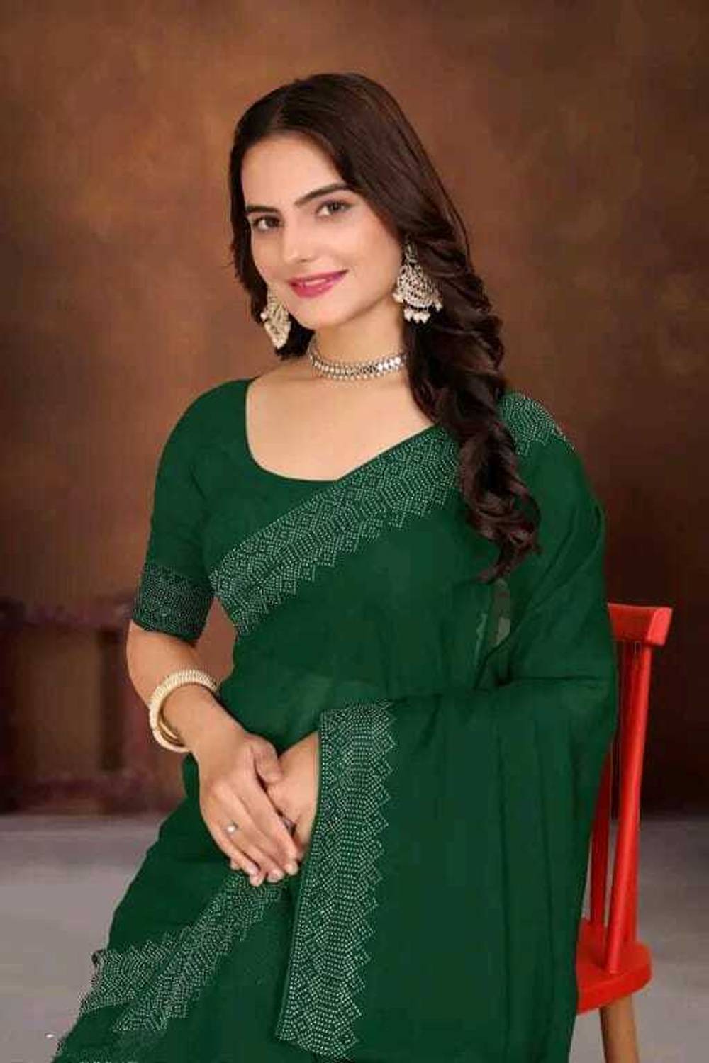 Banarasi wala Embellished, Self Design, Solid/Plain Bollywood Georgette Saree