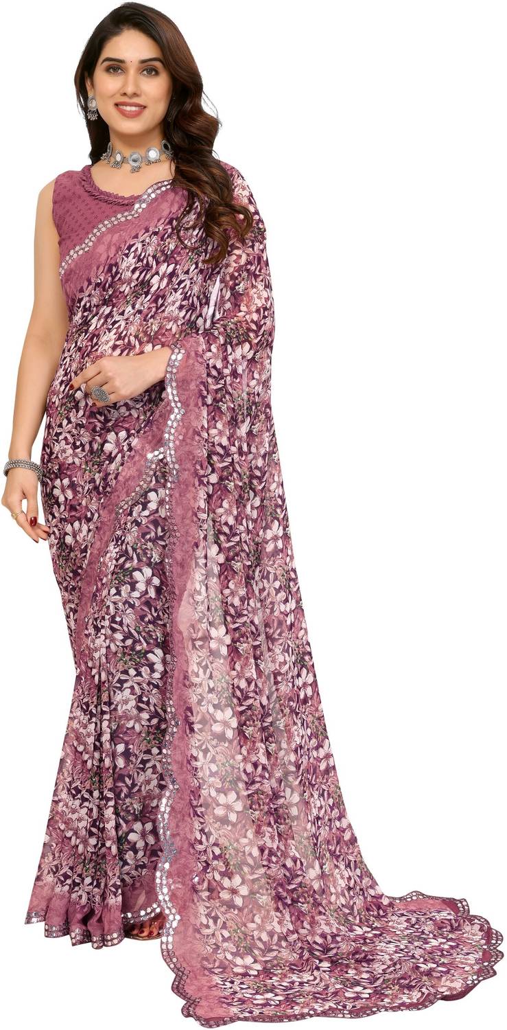 TTH Floral Print Bollywood Georgette Saree