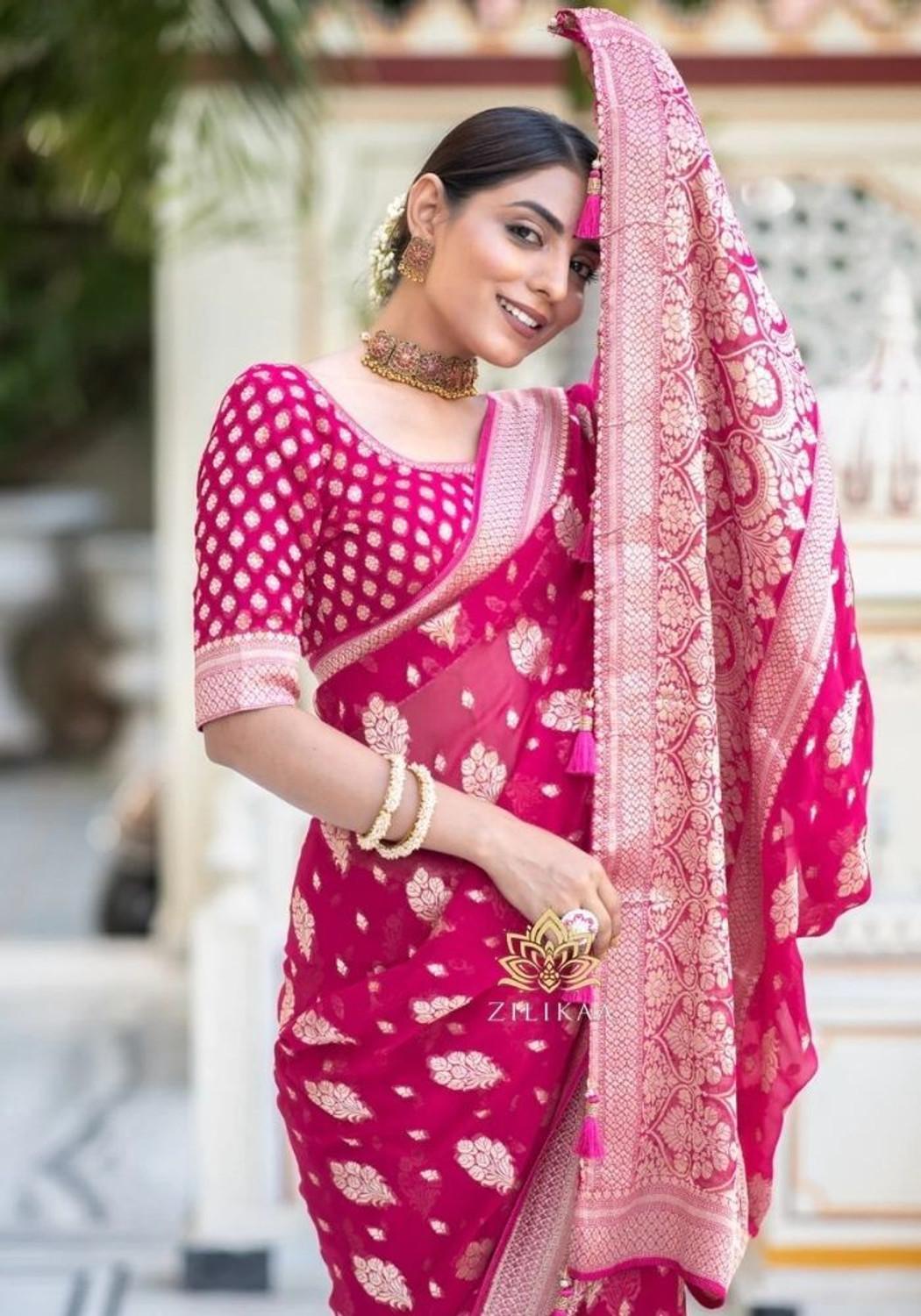 Image of Neel Fashion Printed Banarasi Art Silk Saree