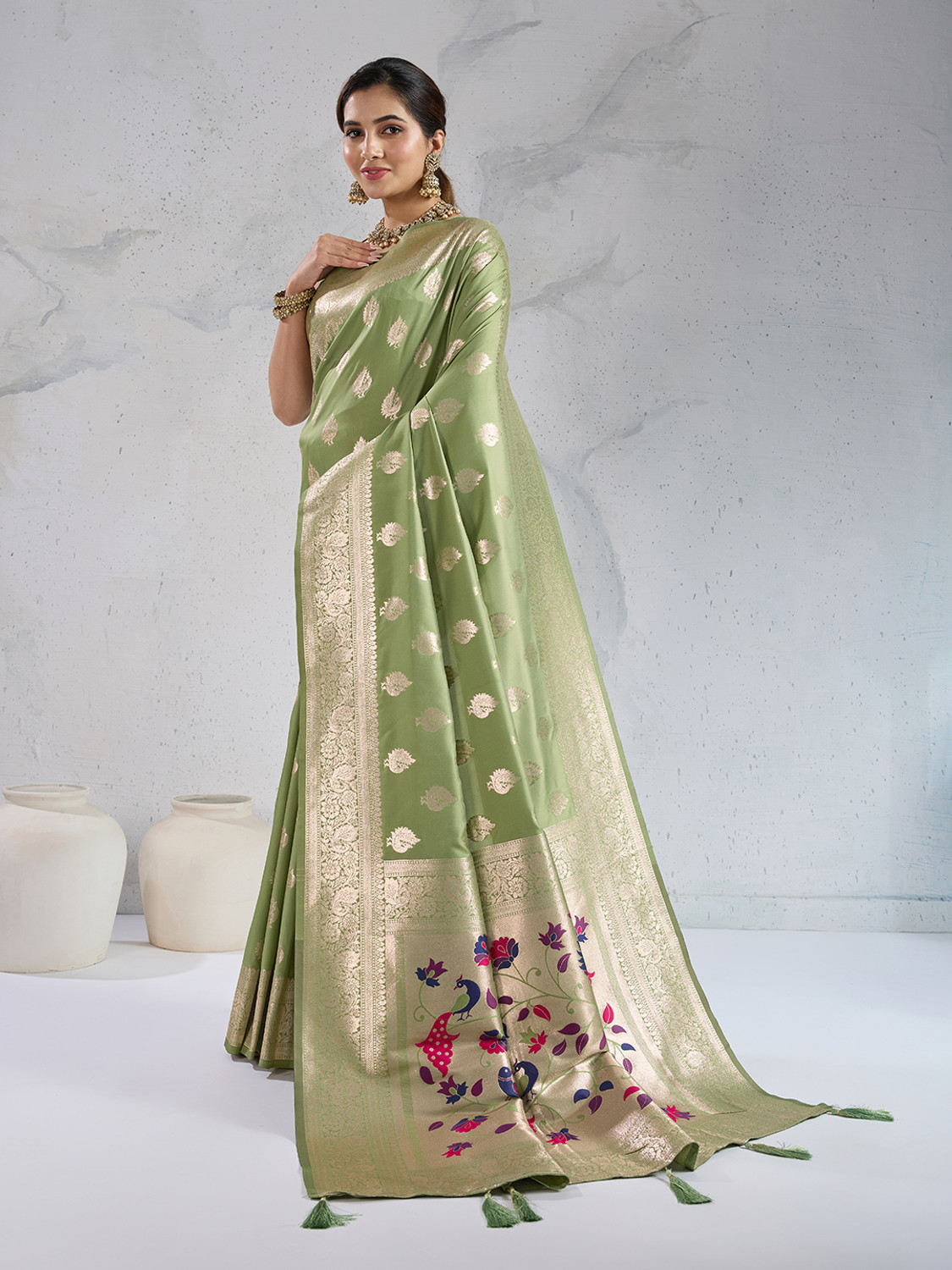 Image of Pbs Prints Woven, Embellished Banarasi Art Silk Saree